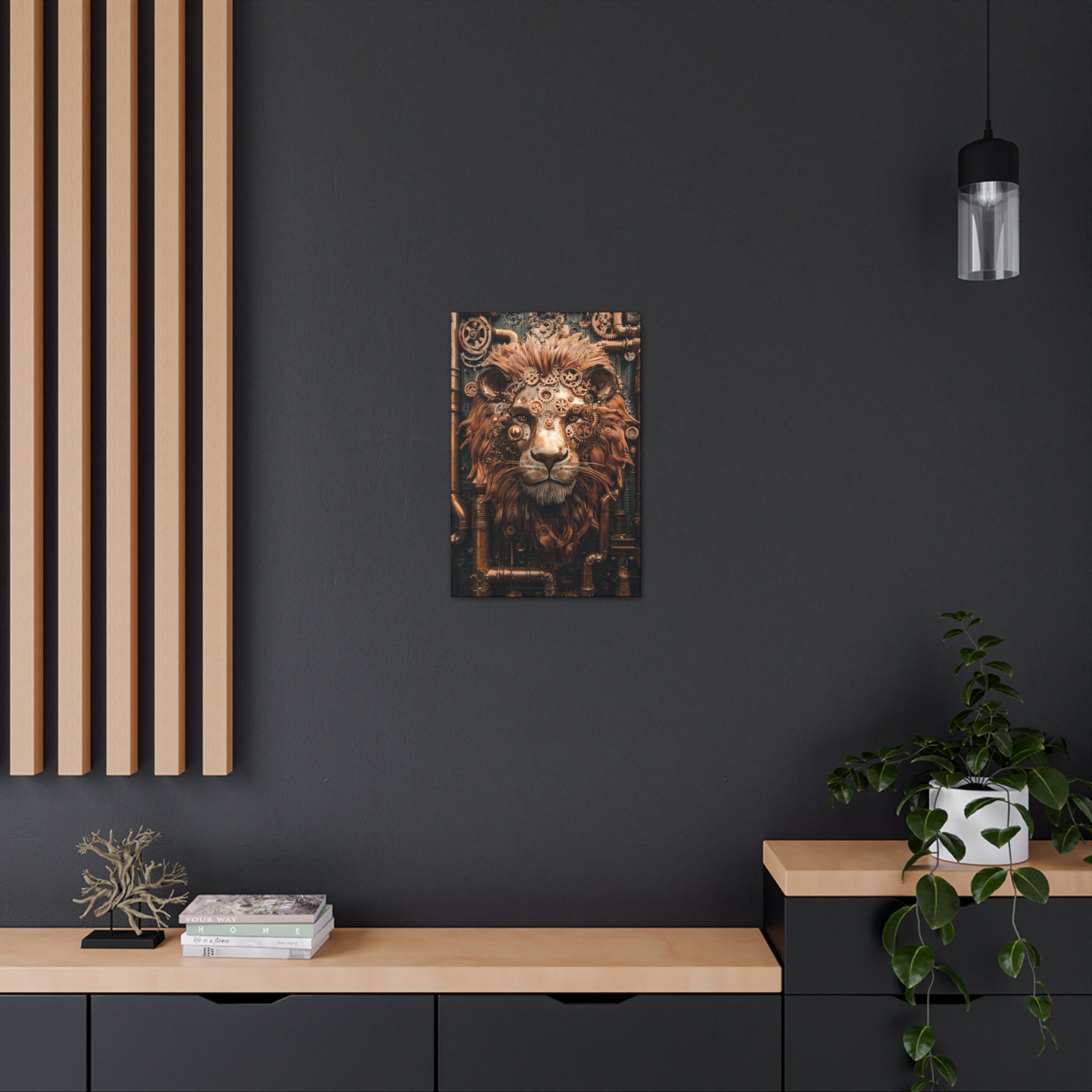 Steampunk Lion Canvas Wall Art - SynthFrame