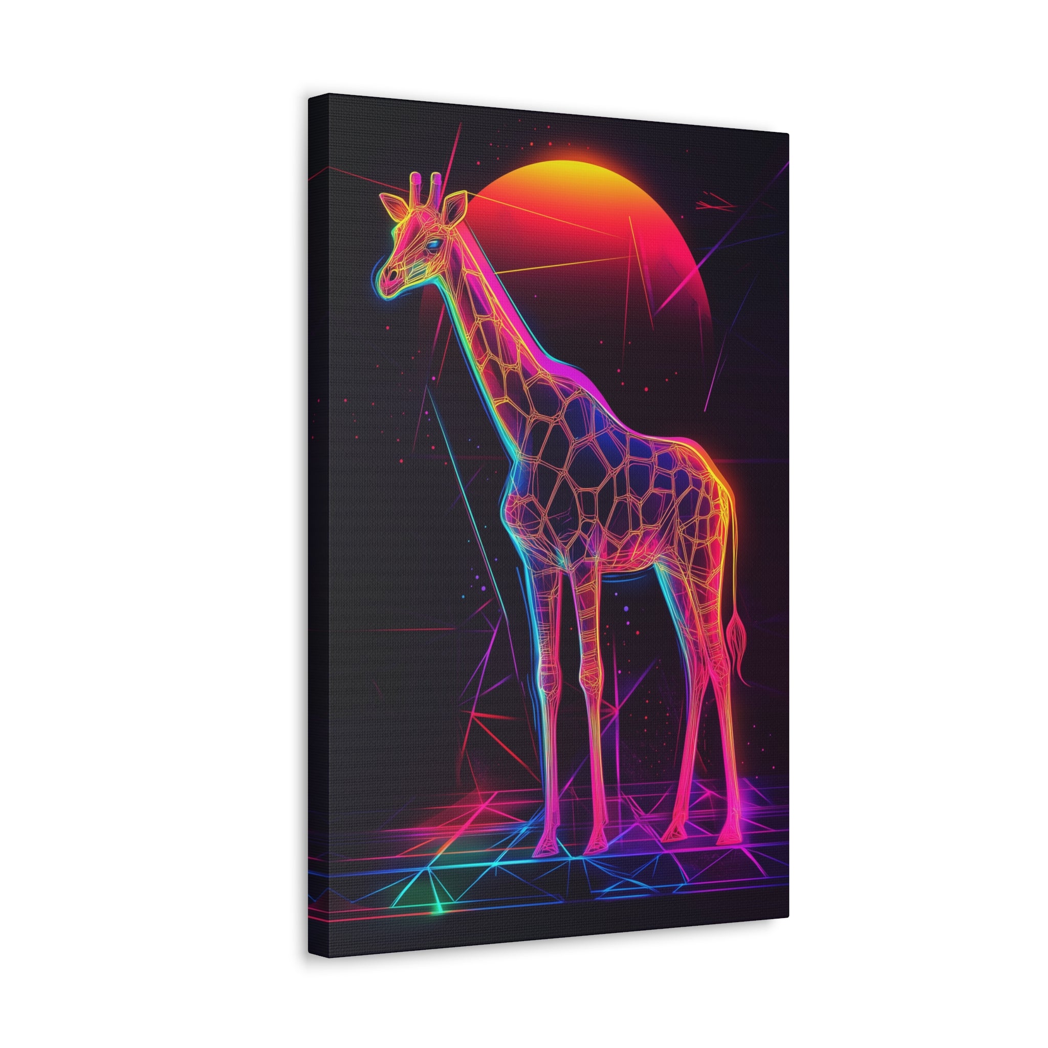 Neon Giraffe Canvas Wall Art - SynthFrame