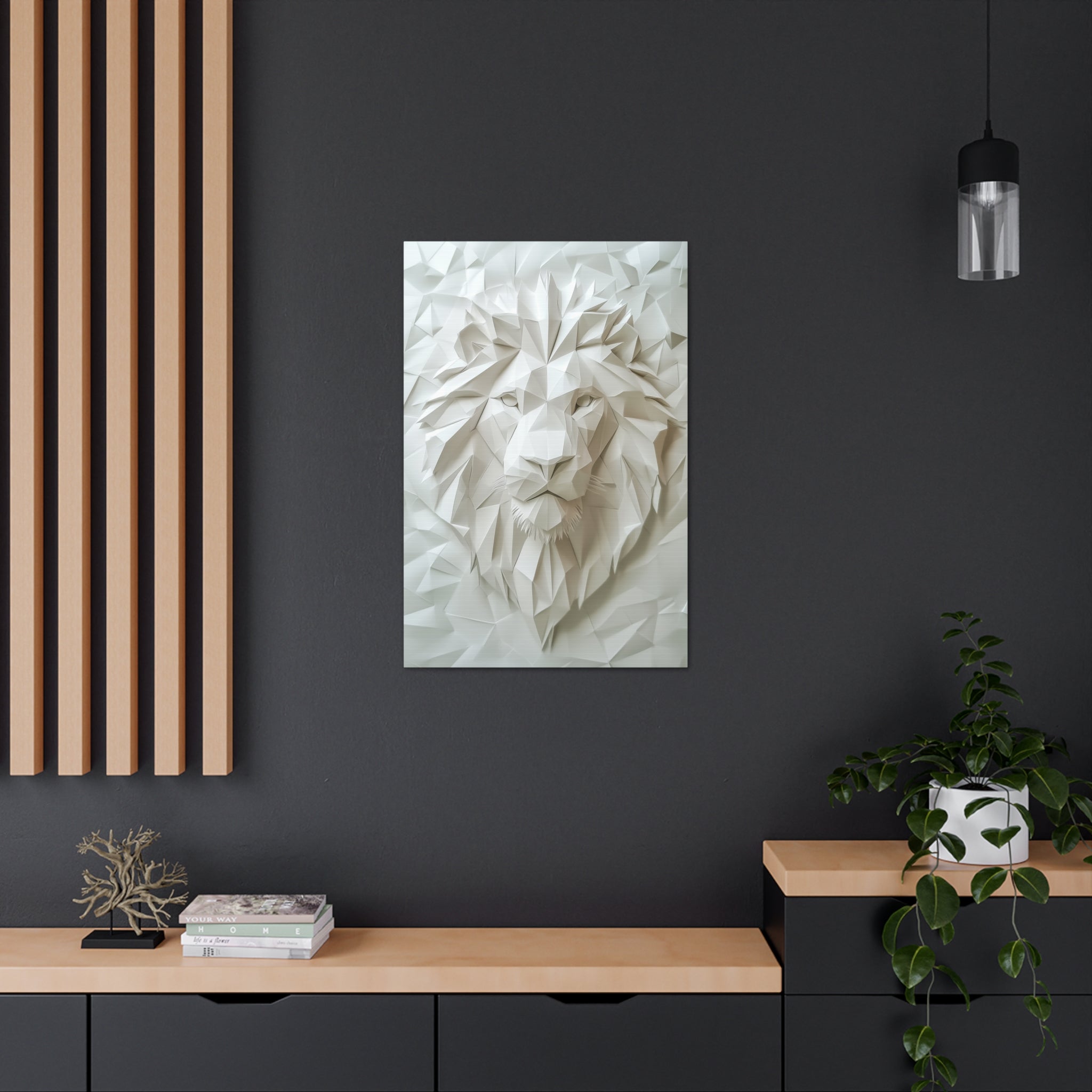 Folded Lion Canvas Wall Art - SynthFrame