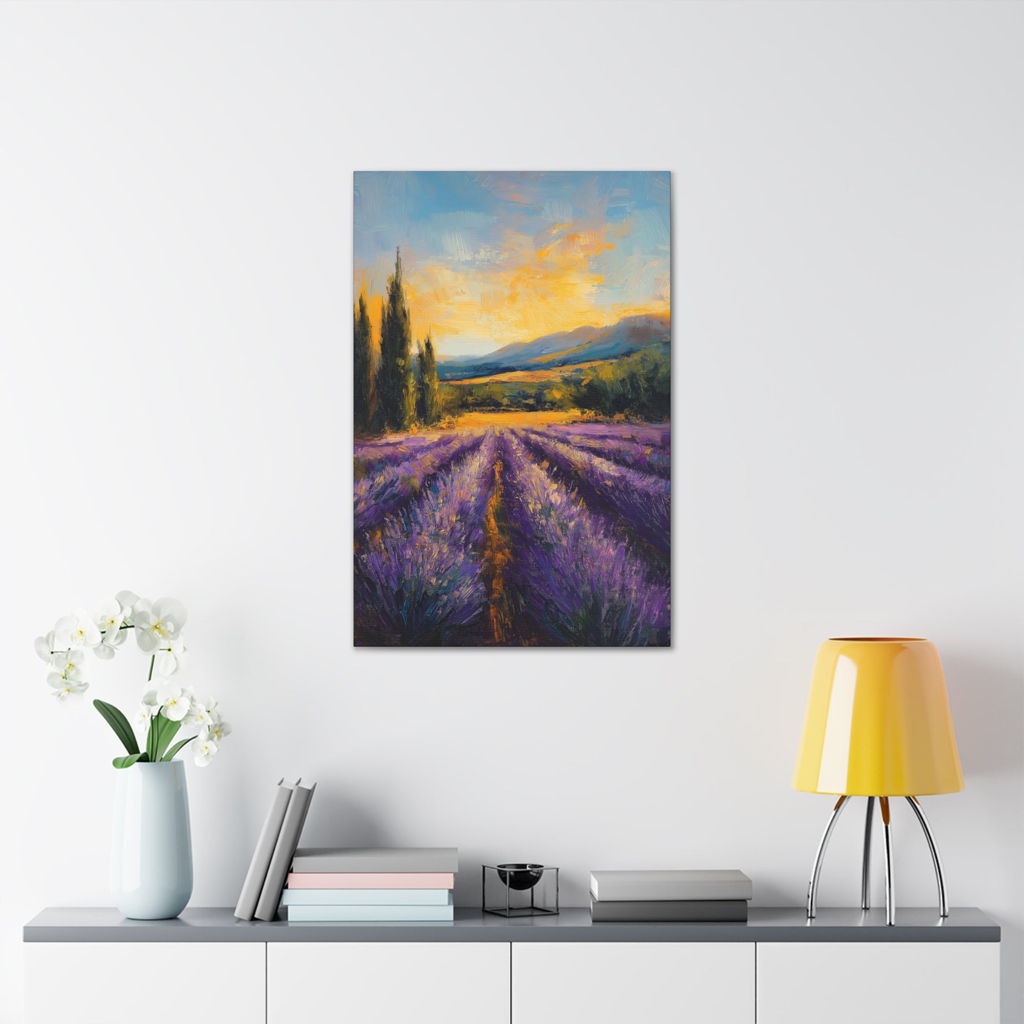 Impressionist Lavender Fields Canvas Wall Art - SynthFrame