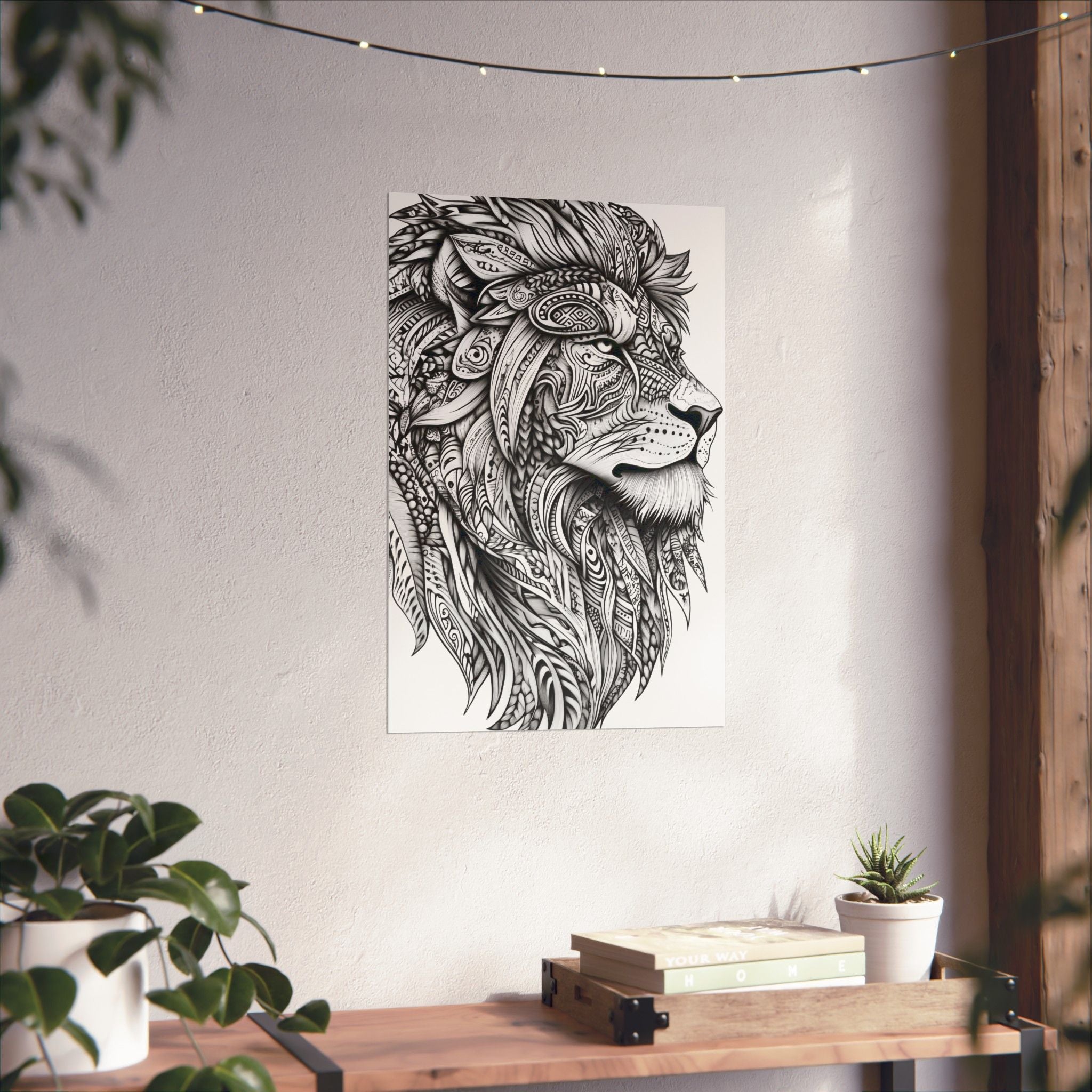 Zentangle Lion Poster