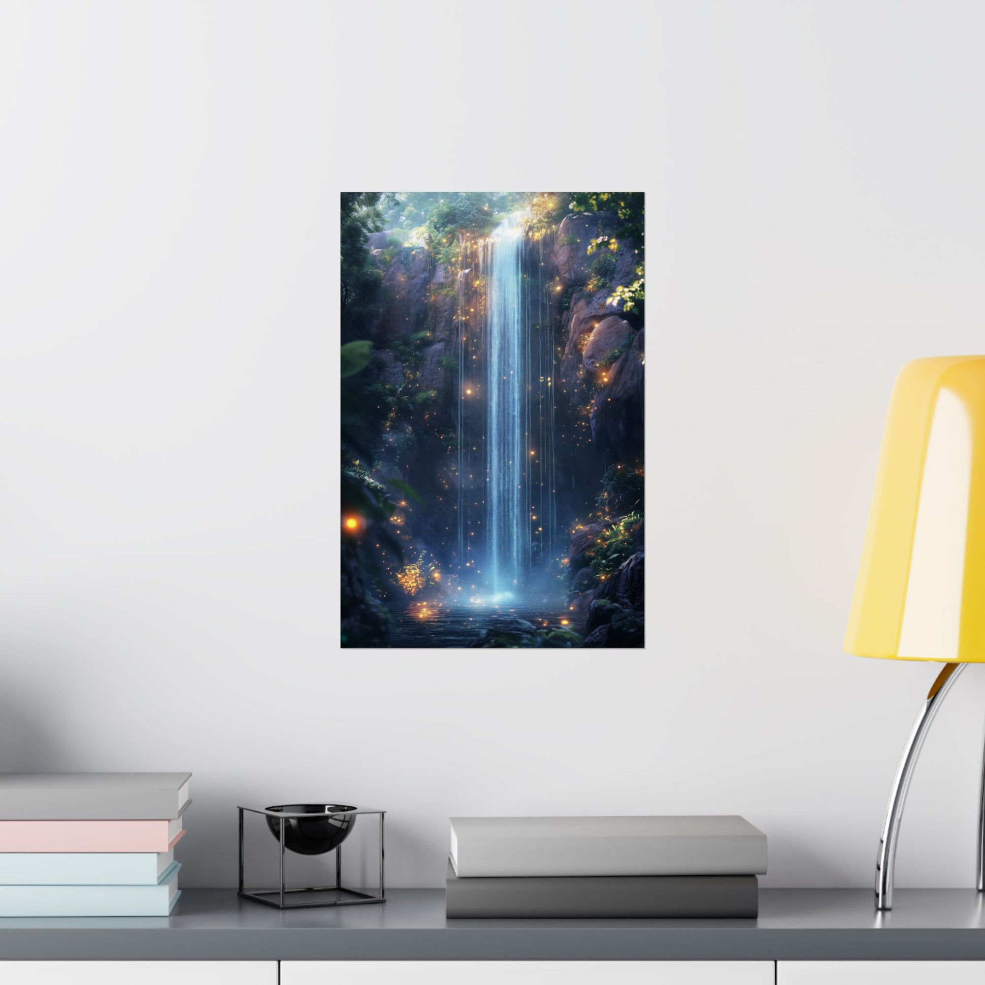 Enchanted Waterfall Oasis Poster Wall Art - SynthFrame