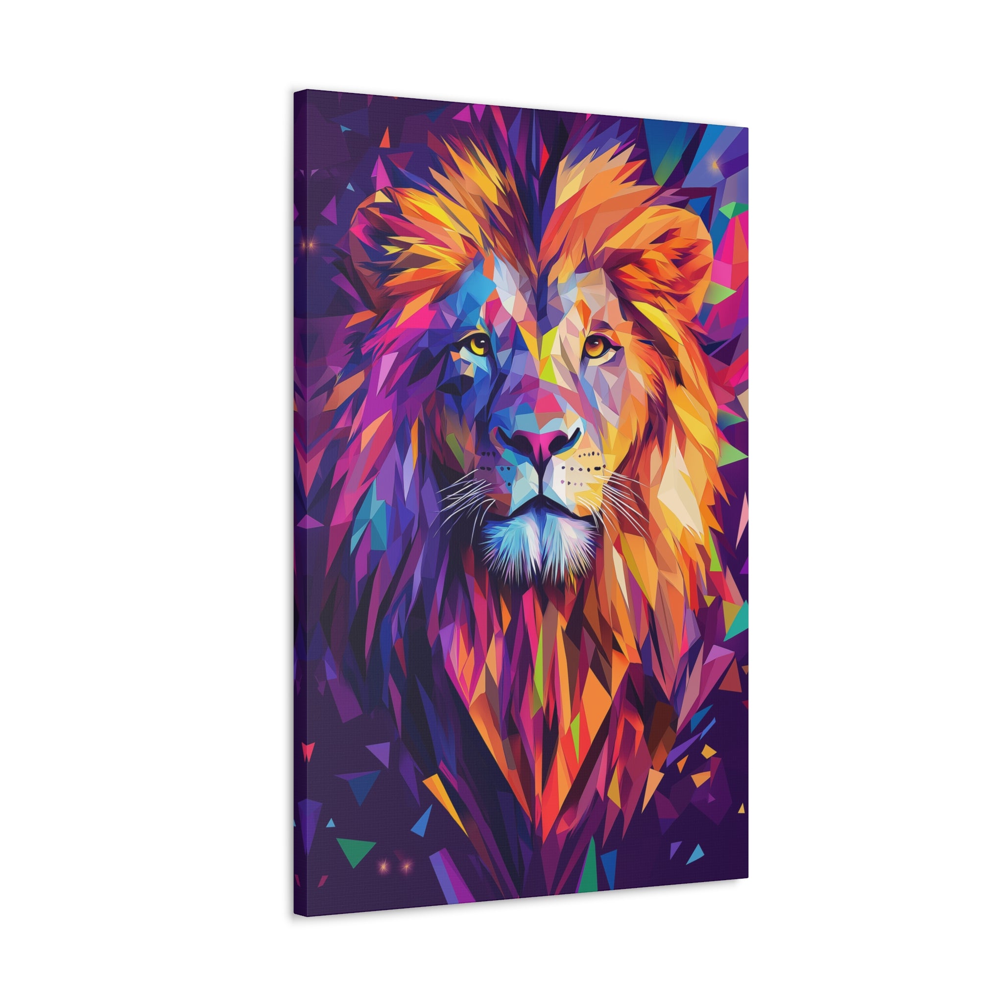 Crystalline Lion Canvas Wall Art - SynthFrame