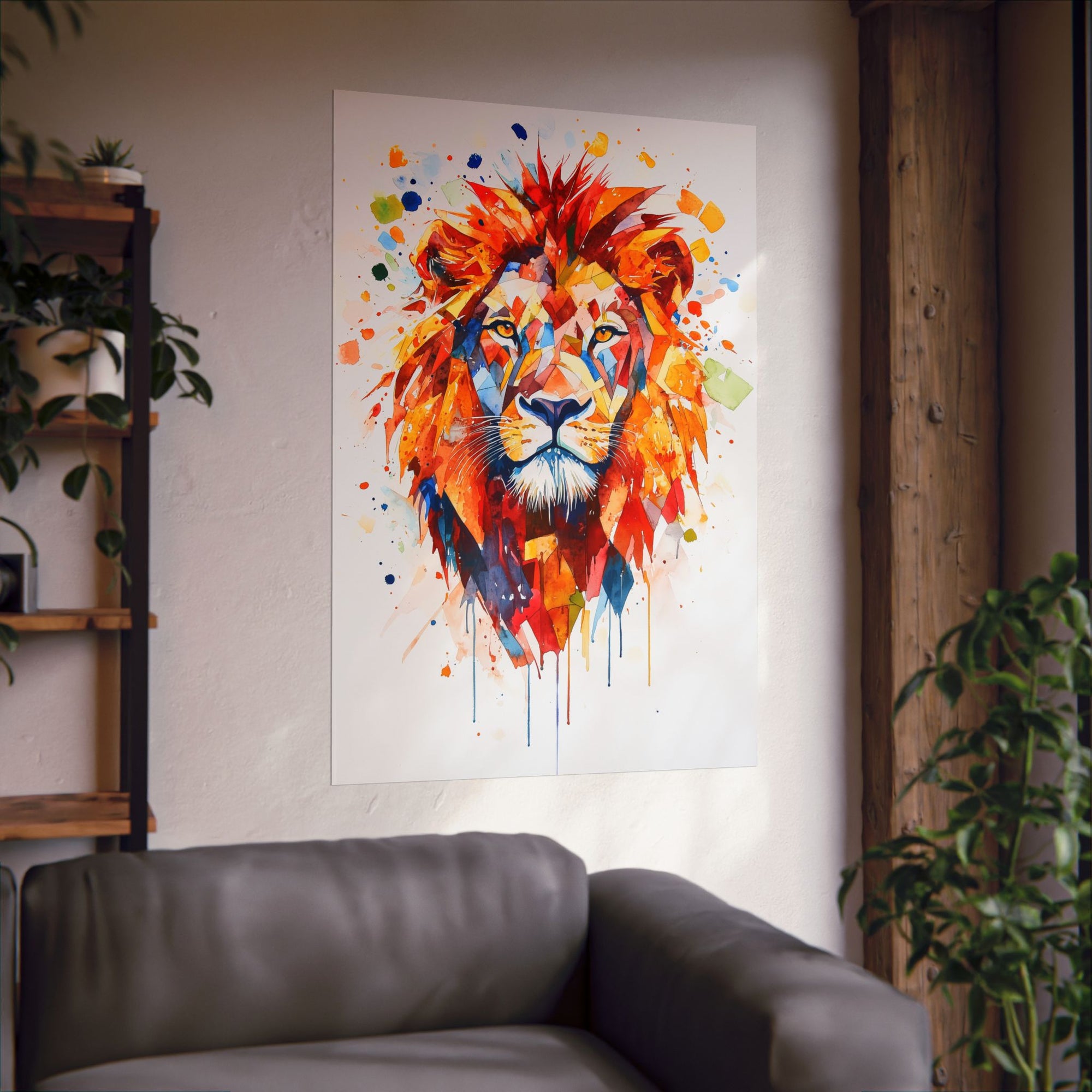 Watercolor Lion Poster