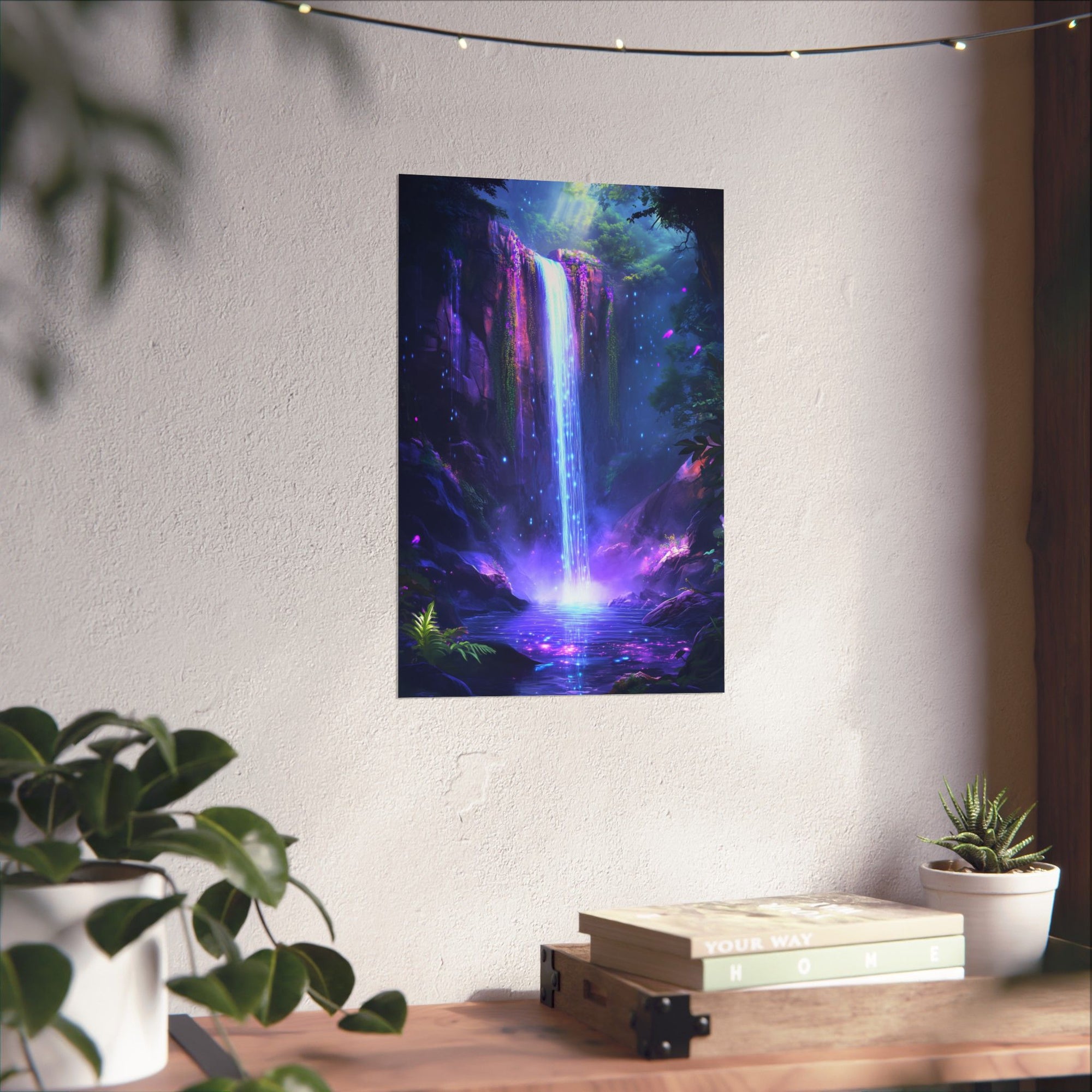 Enchanted Waterfall Oasis Poster Wall Art - SynthFrame