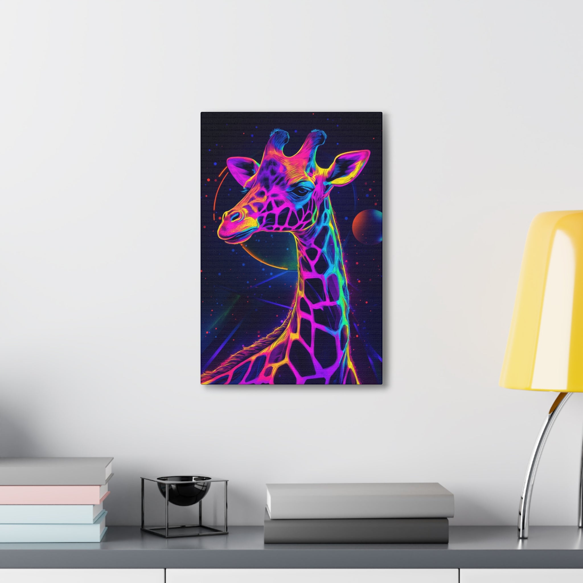 Neon Giraffe Canvas Wall Art - SynthFrame