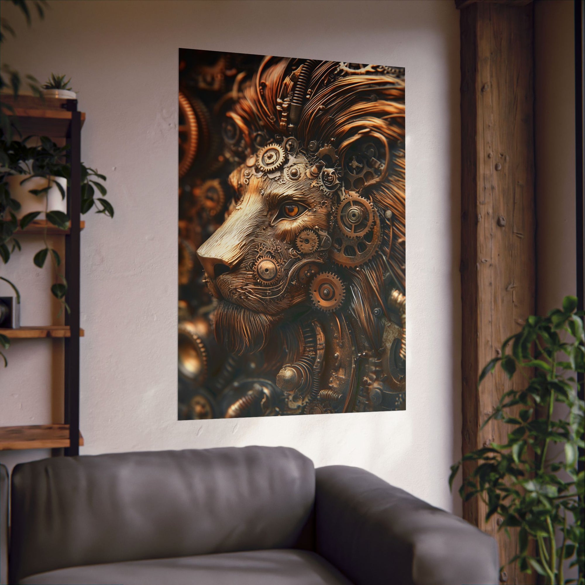 Steampunk Lion: Mechanical Marvel Poster