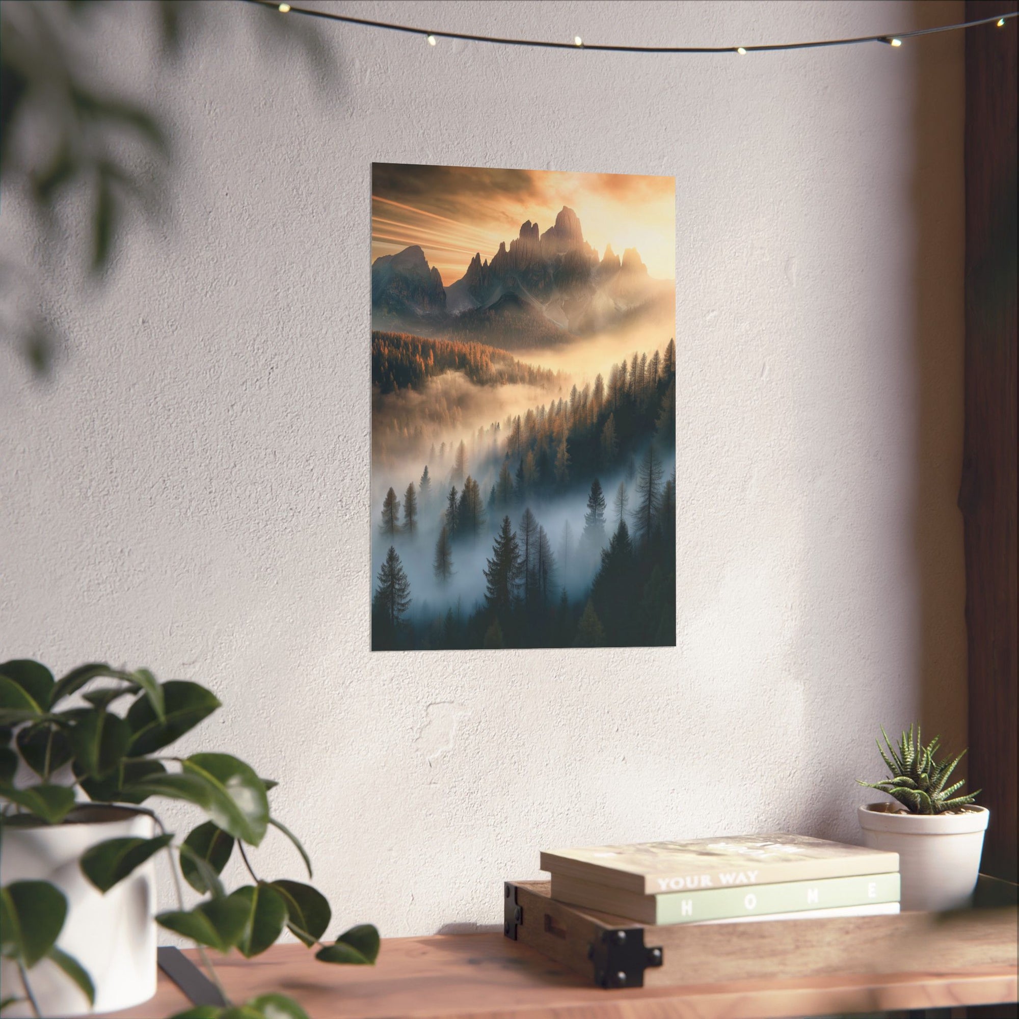 Misty Mountain Dreamscape Poster Wall Art - SynthFrame