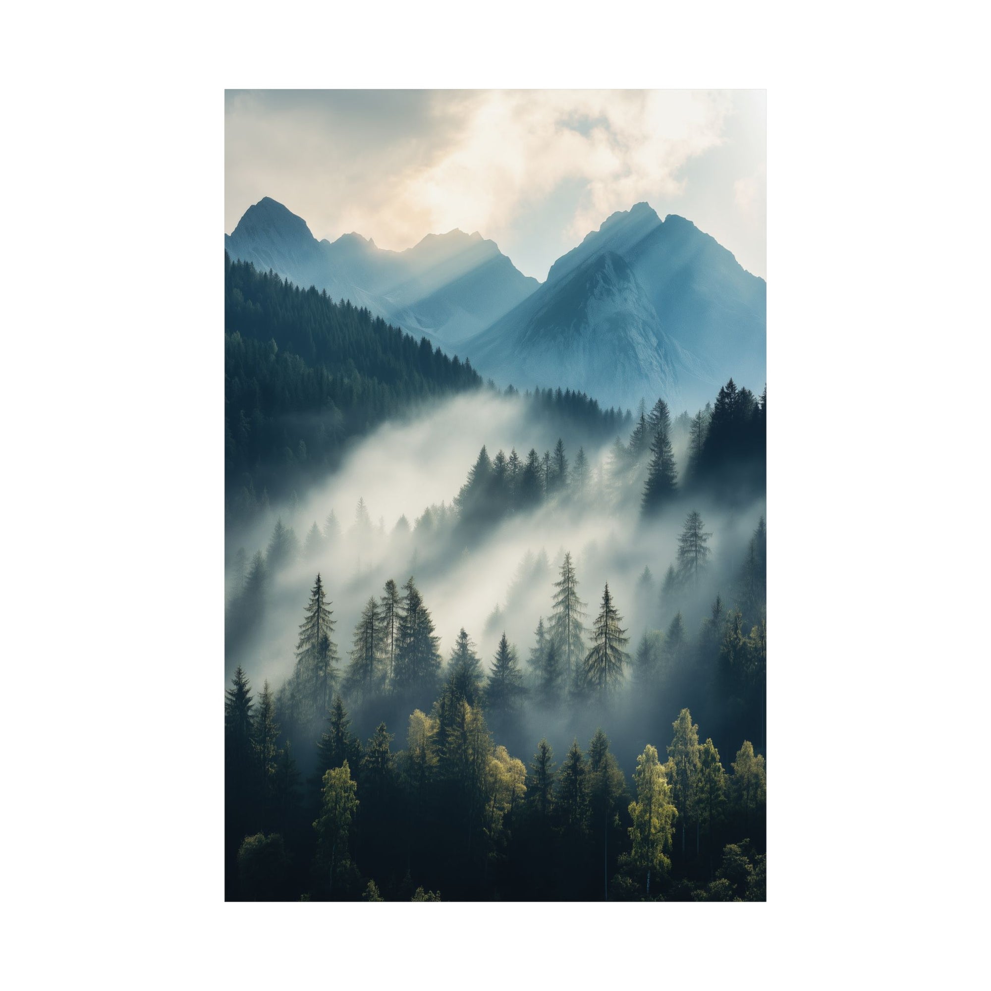 Misty Mountain Dreamscape Poster Wall Art - SynthFrame