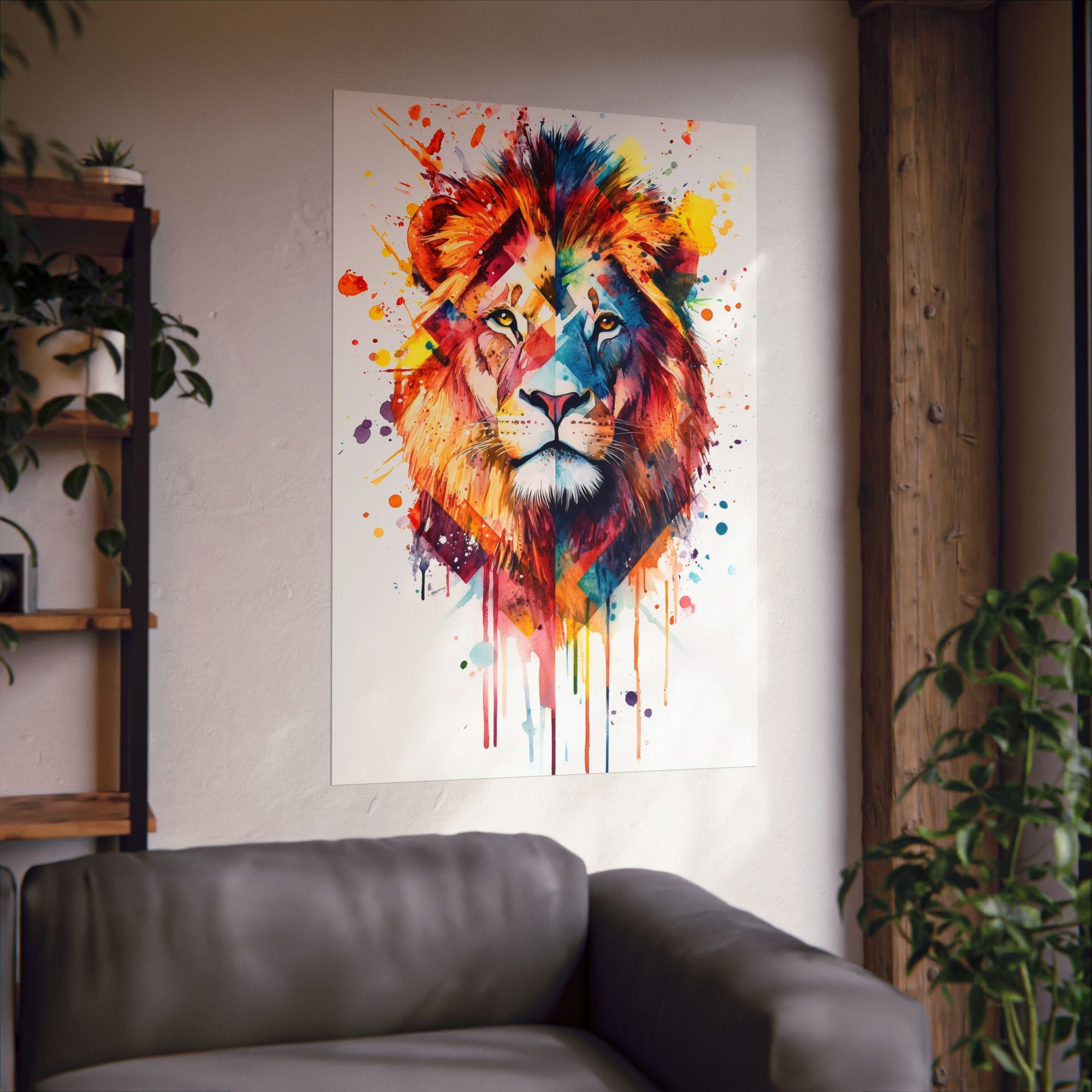 Watercolor Lion Poster