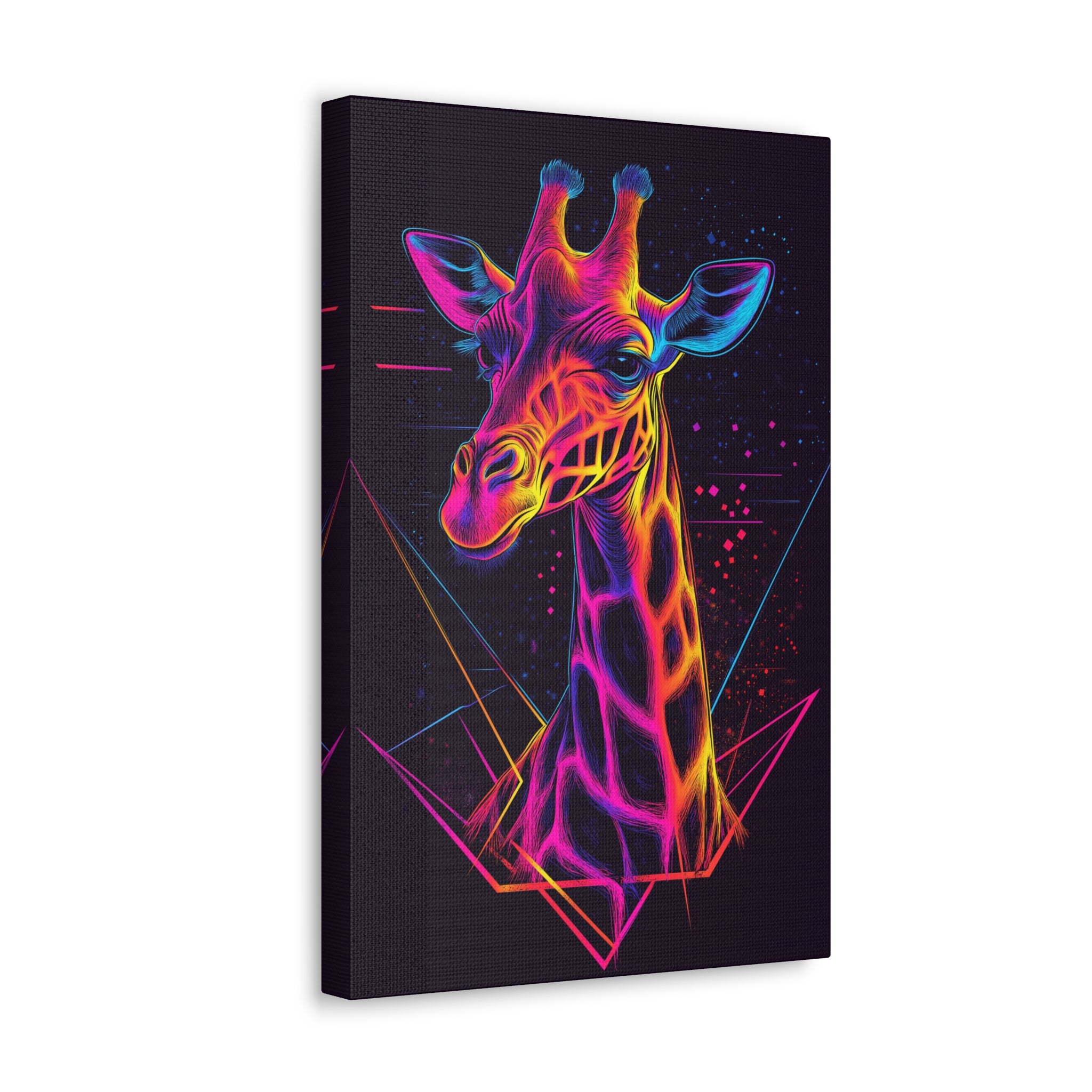 Neon Giraffe Canvas Wall Art - SynthFrame