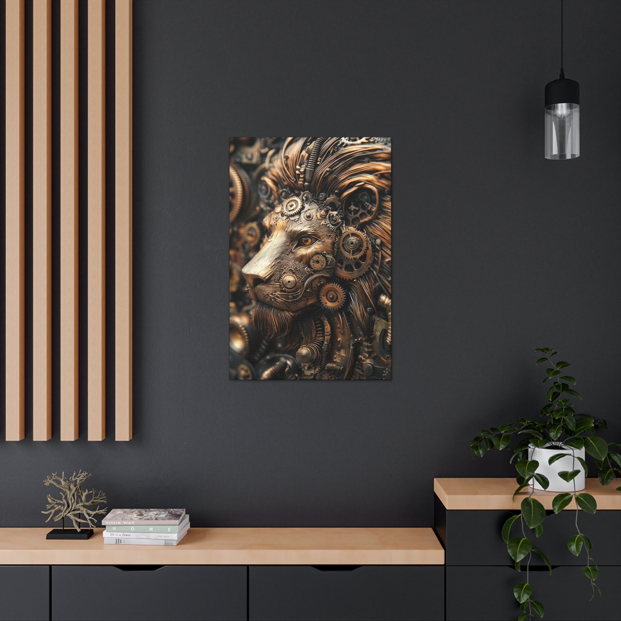 Steampunk Lion Canvas Wall Art - SynthFrame