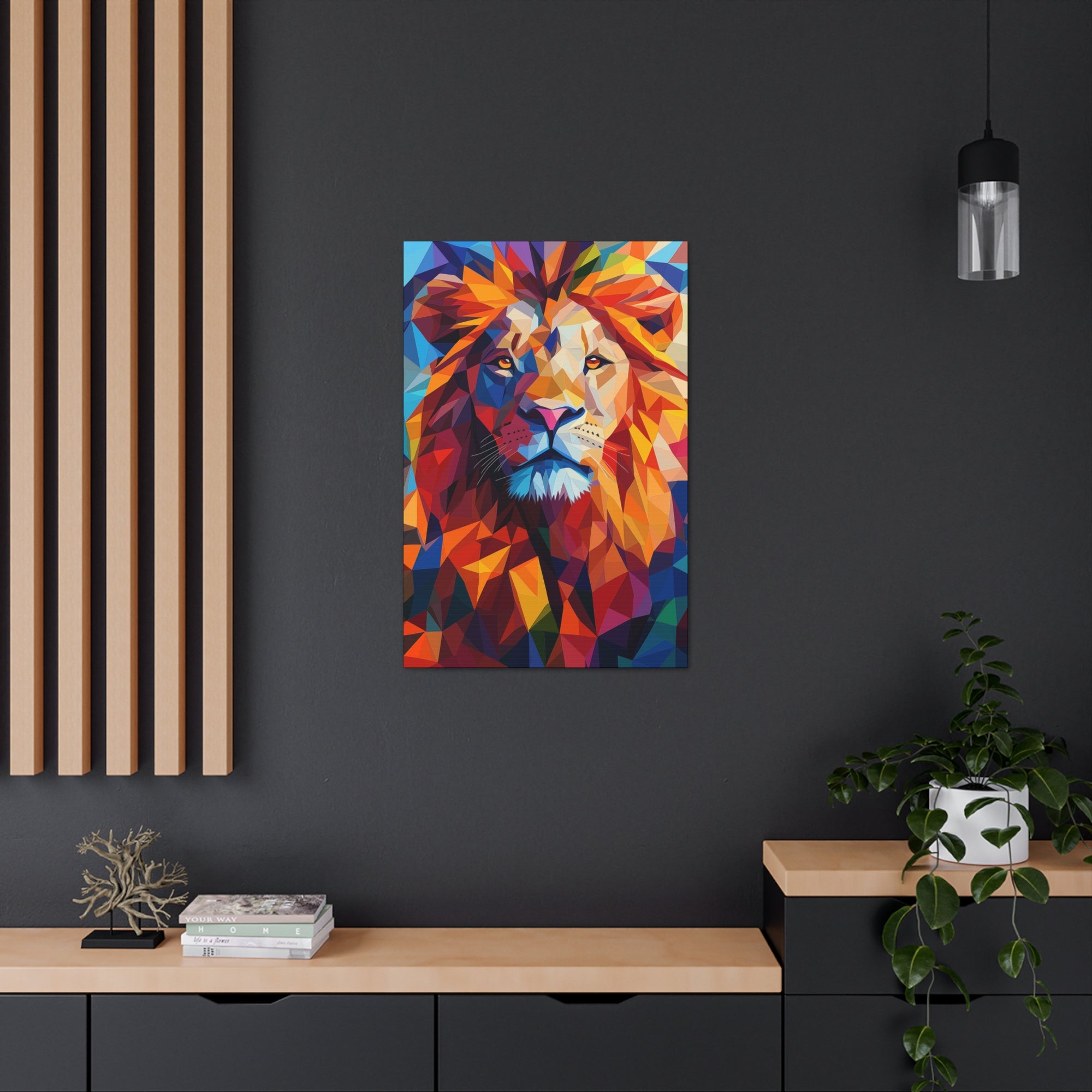 Crystalline Lion Canvas Wall Art - SynthFrame