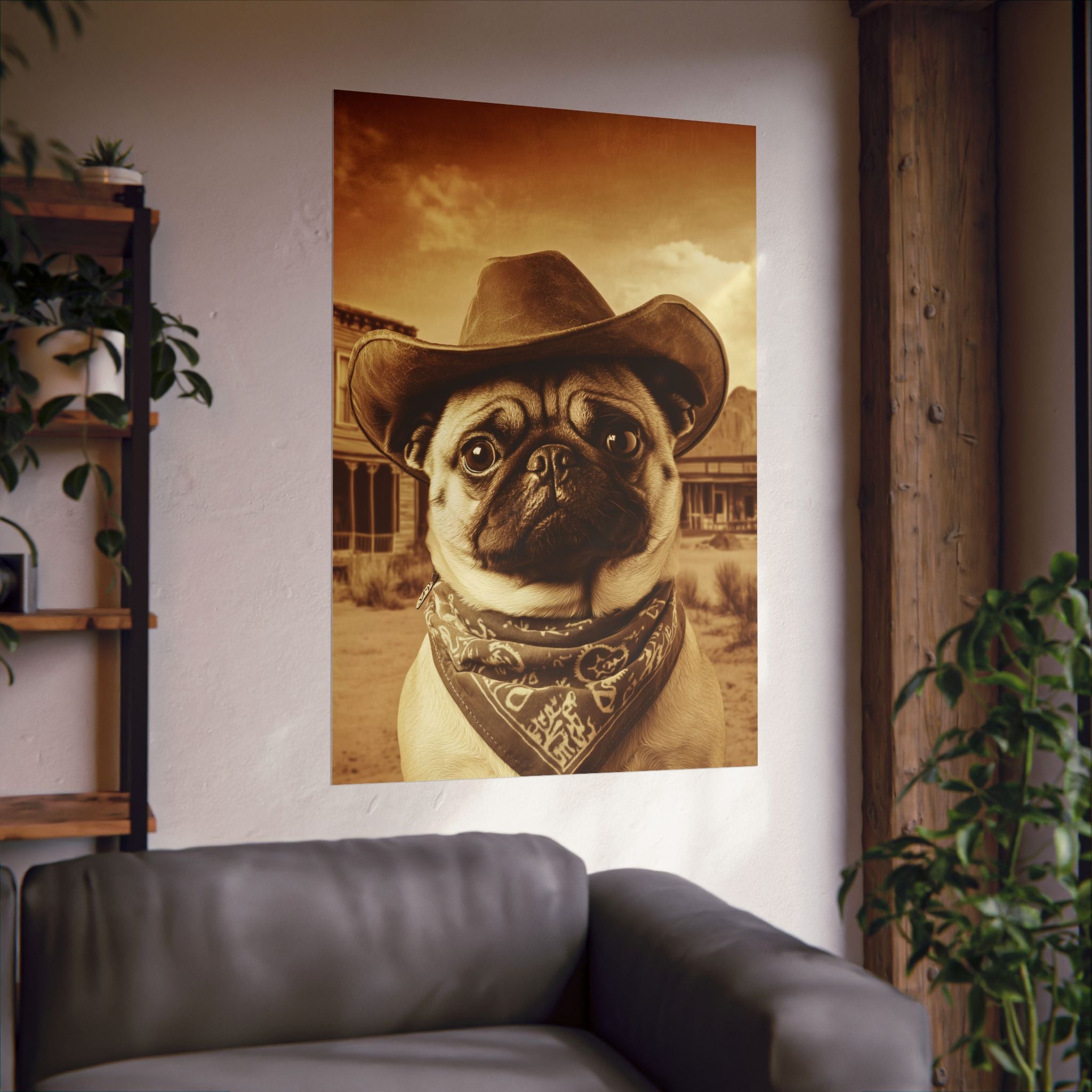 Wild West Pug Poster