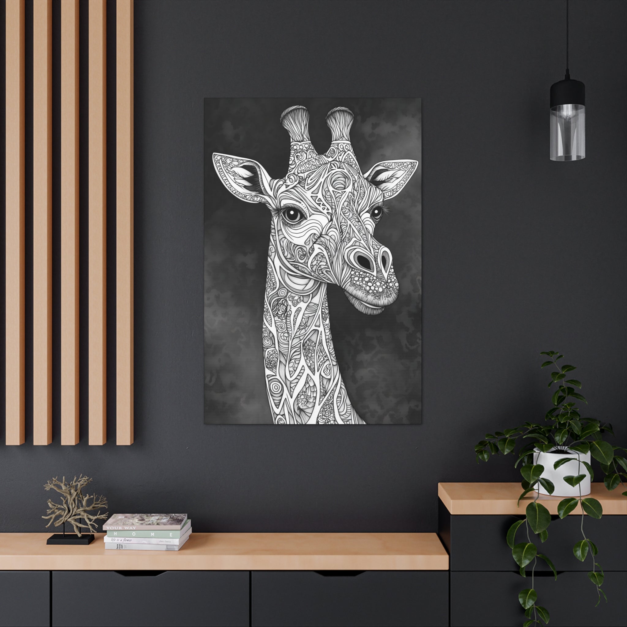 Zentangle Giraffe Canvas Wall Art - SynthFrame