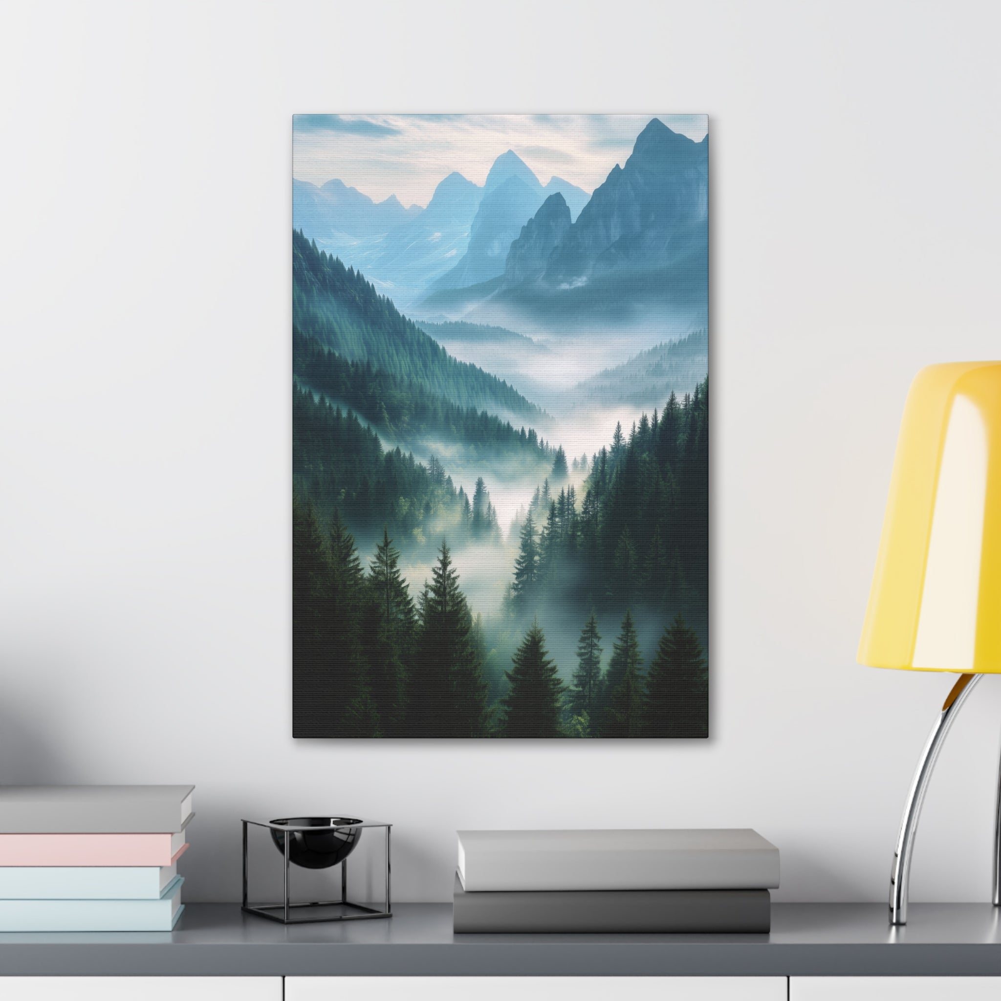 Misty Mountain Dreamscape Canvas Wall Art - SynthFrame