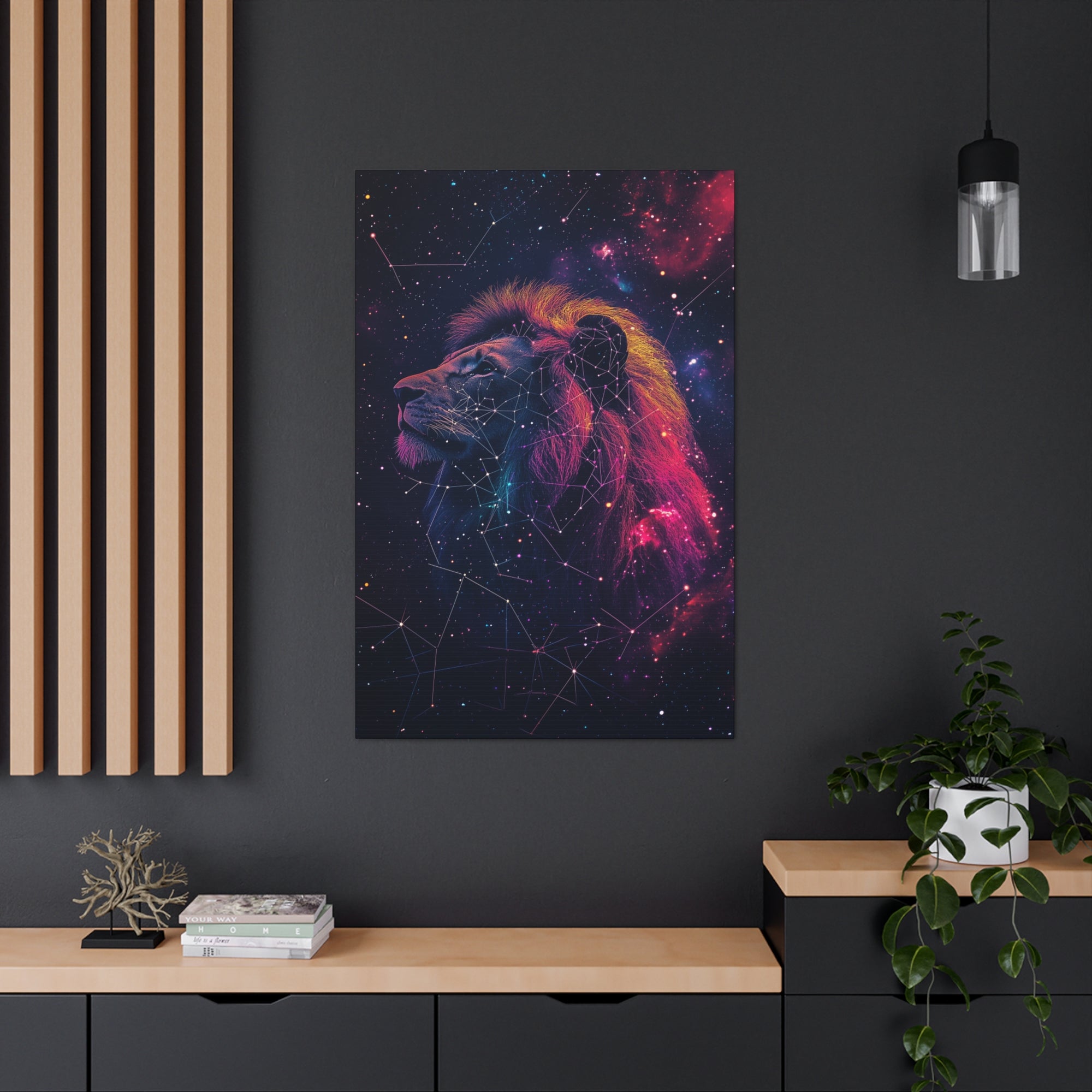 Constellation Lion Canvas Wall Art - SynthFrame