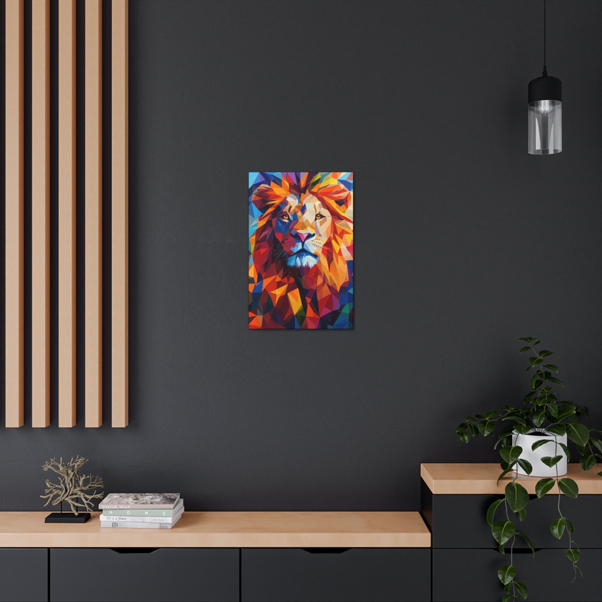 Crystalline Lion Canvas Wall Art - SynthFrame