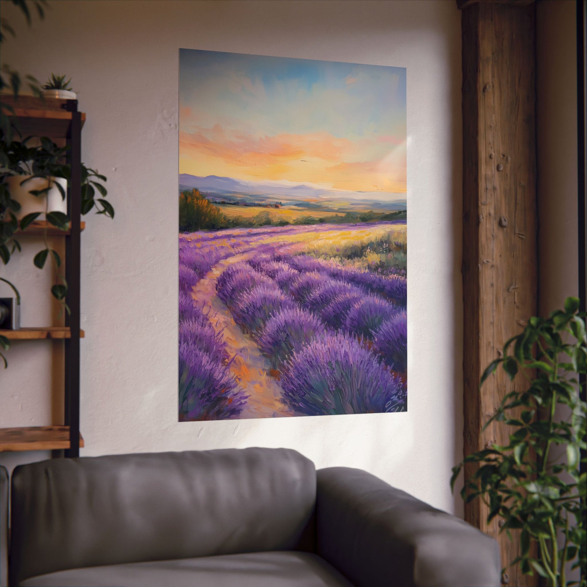 Impressionist Lavender Fields Poster Wall Art - SynthFrame