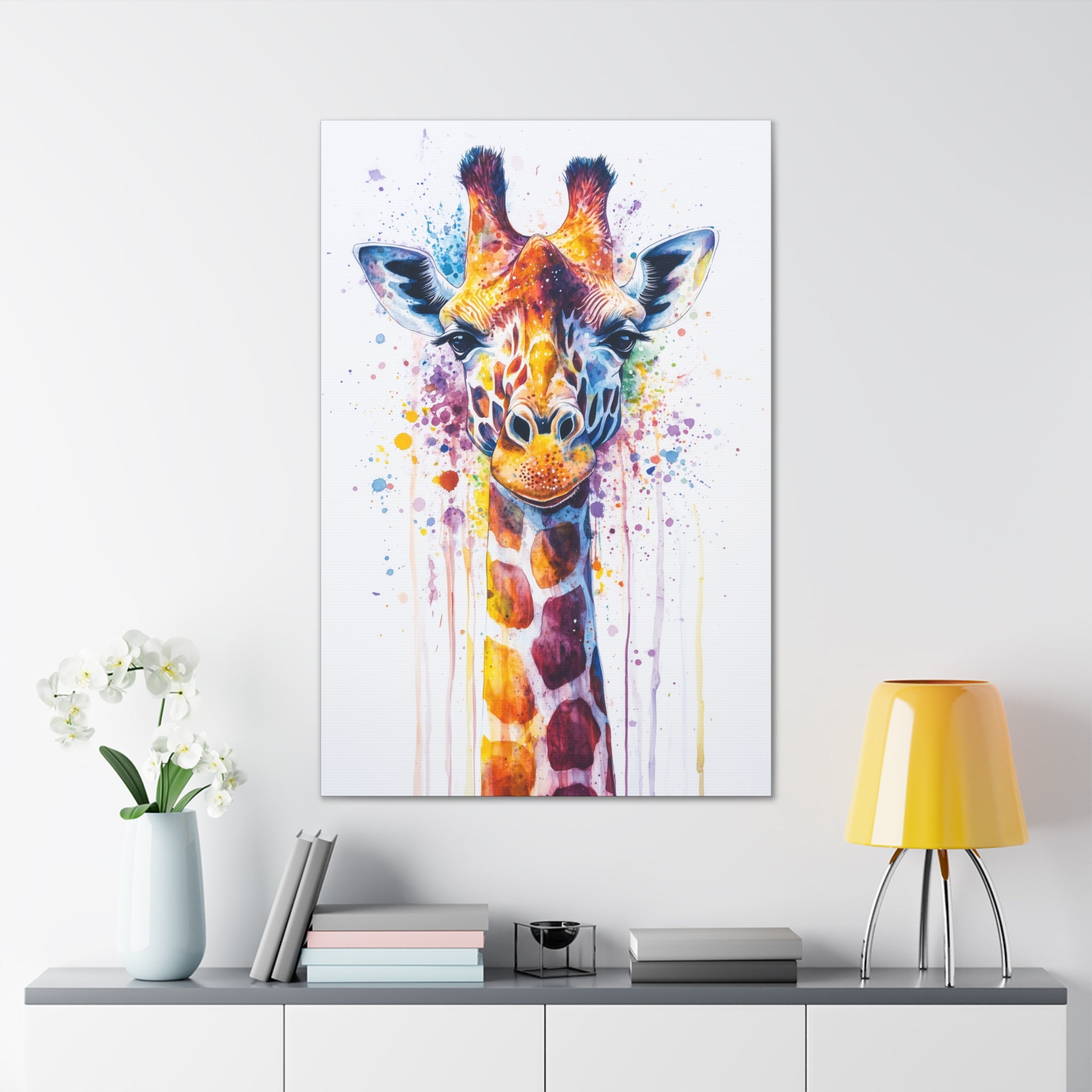 Watercolor Giraffe Canvas Wall Art - SynthFrame