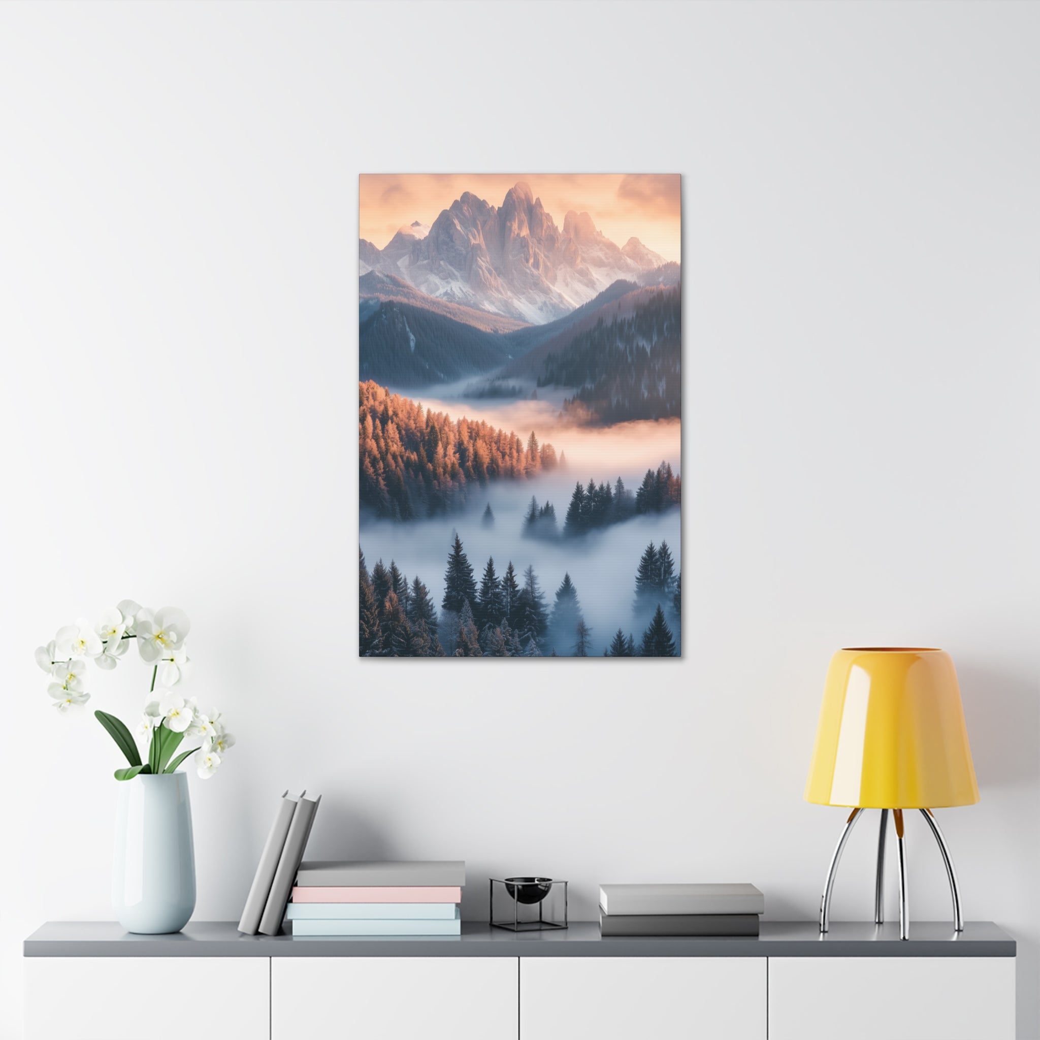 Misty Mountain Dreamscape Canvas Wall Art - SynthFrame