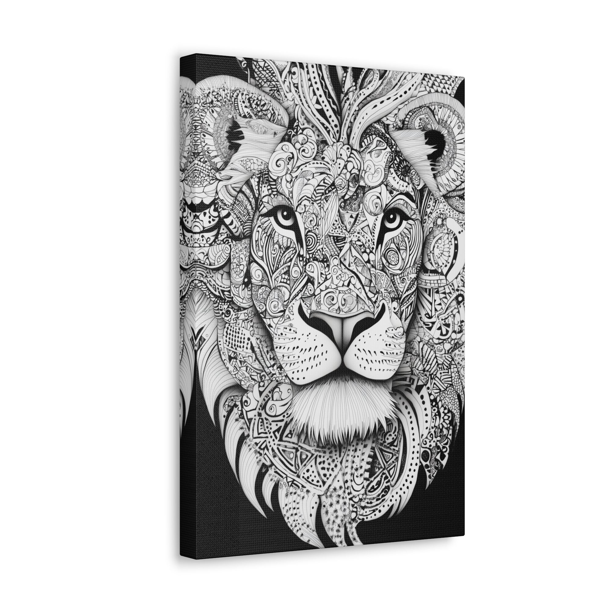 Zentangle Lion Canvas Wall Art - SynthFrame