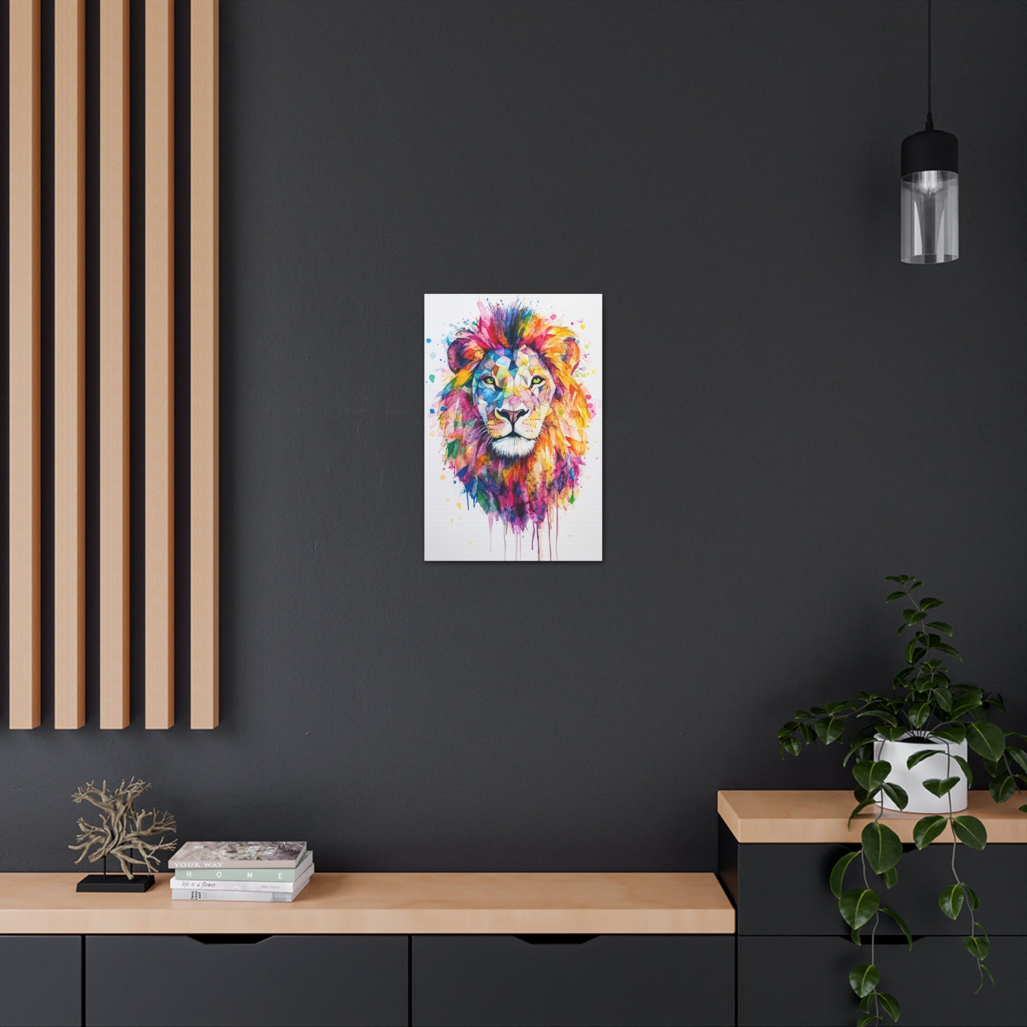 Watercolor Lion Canvas Wall Art - SynthFrame