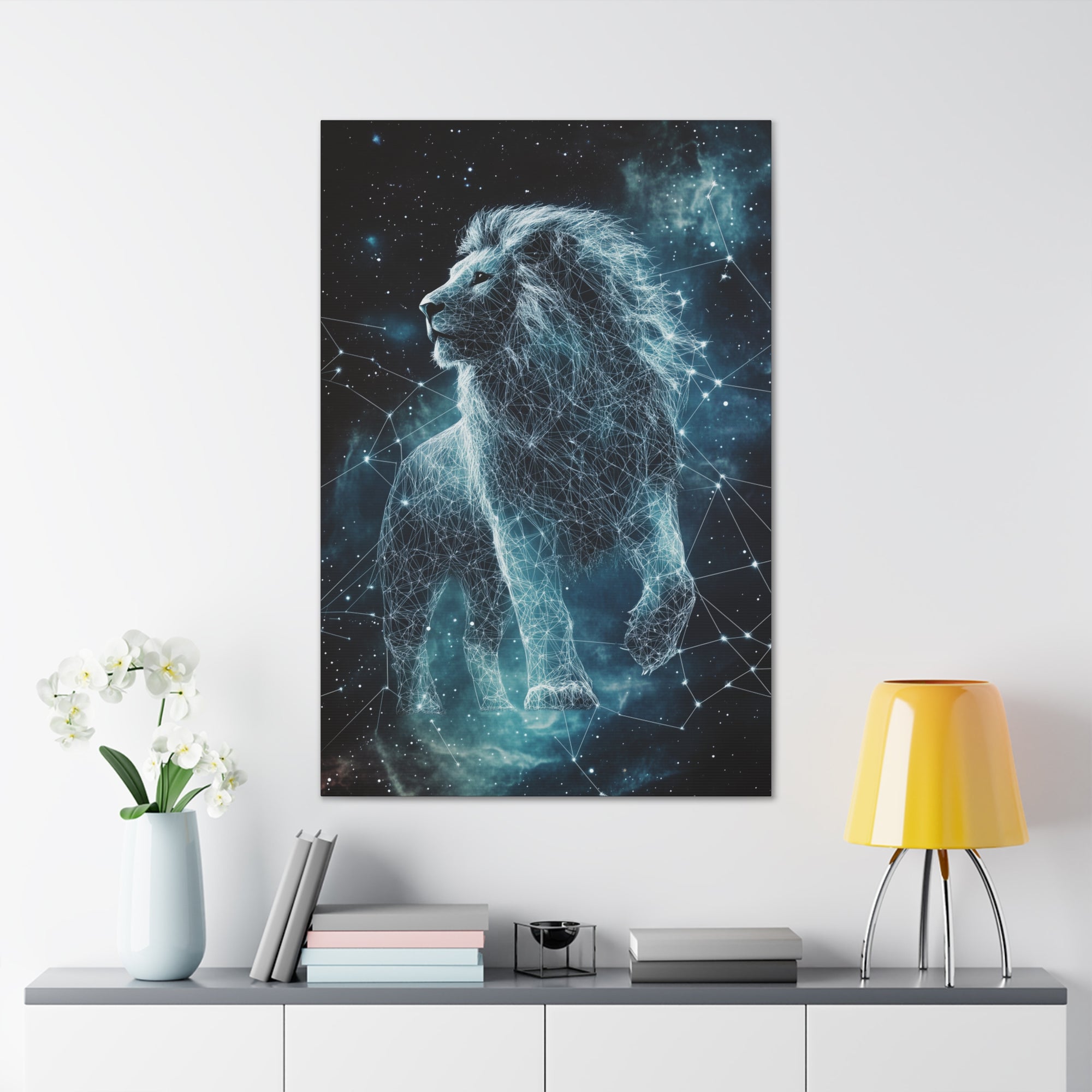 Constellation Lion Canvas Wall Art - SynthFrame