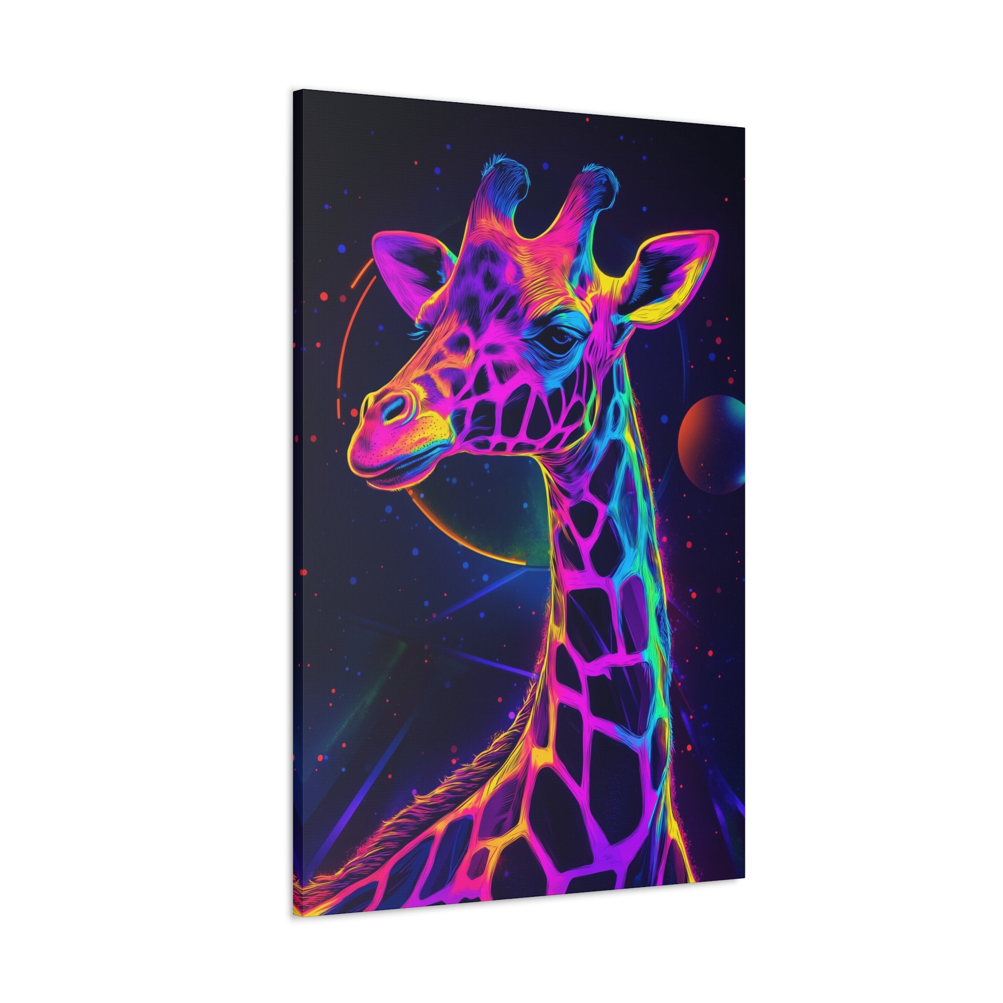 Neon Giraffe Canvas Wall Art - SynthFrame