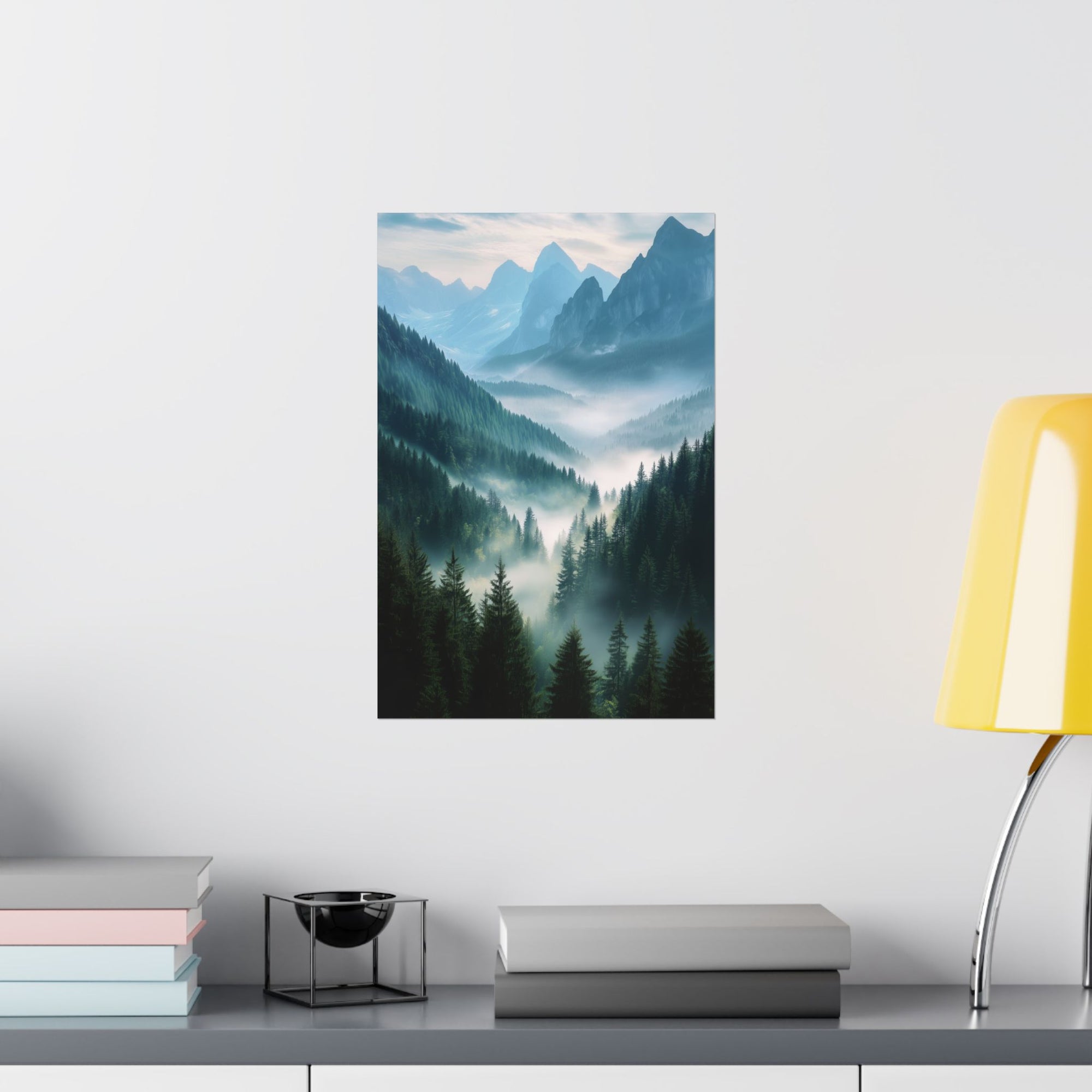 Misty Mountain Dreamscape Poster Wall Art - SynthFrame