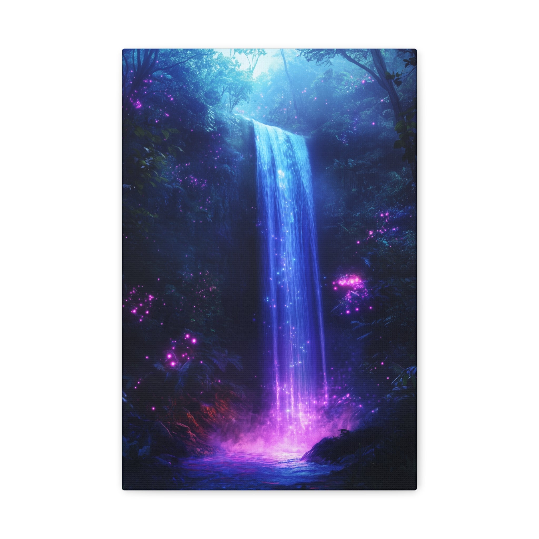 Enchanted Waterfall Oasis Canvas Wall Art - SynthFrame