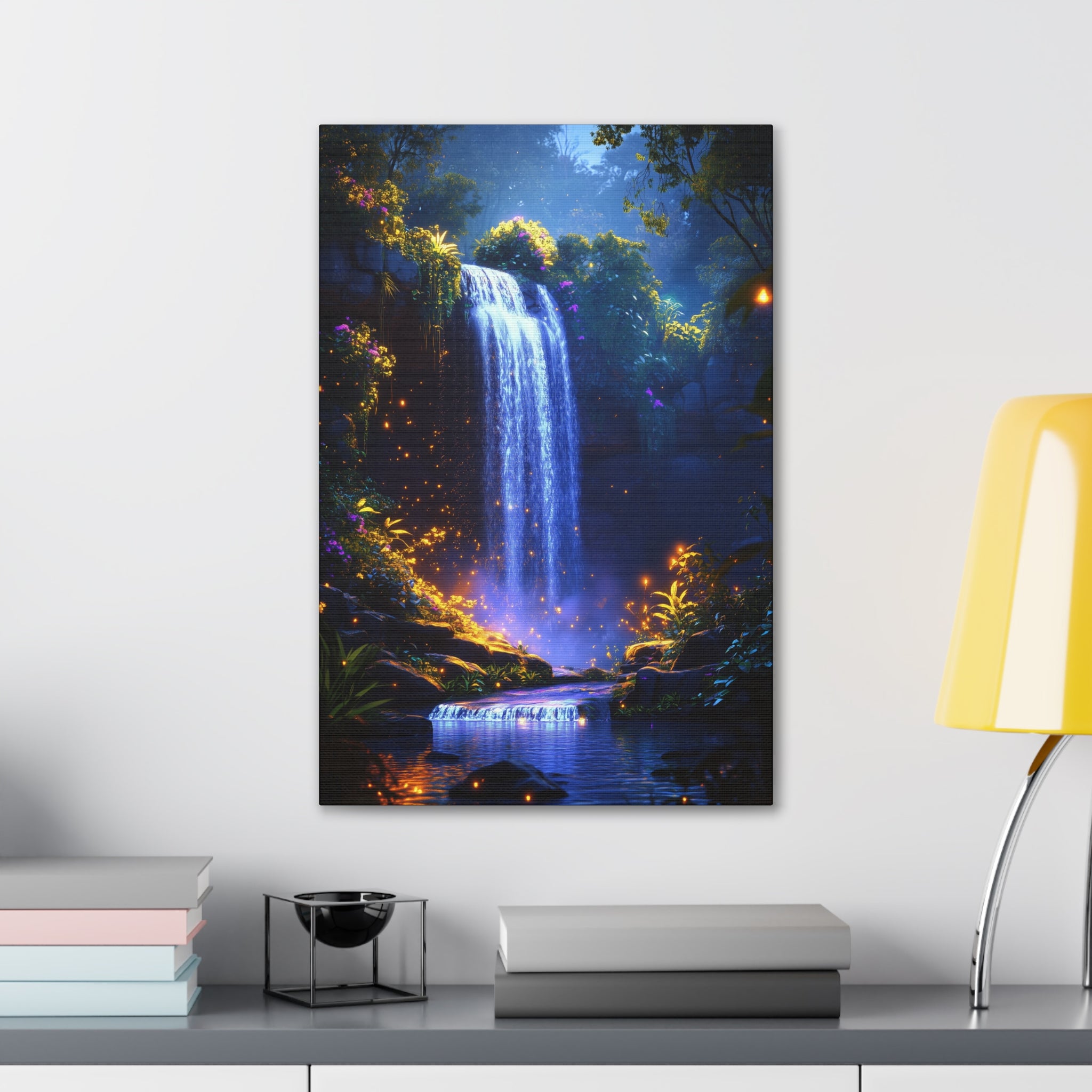 Enchanted Waterfall Oasis Canvas Wall Art - SynthFrame