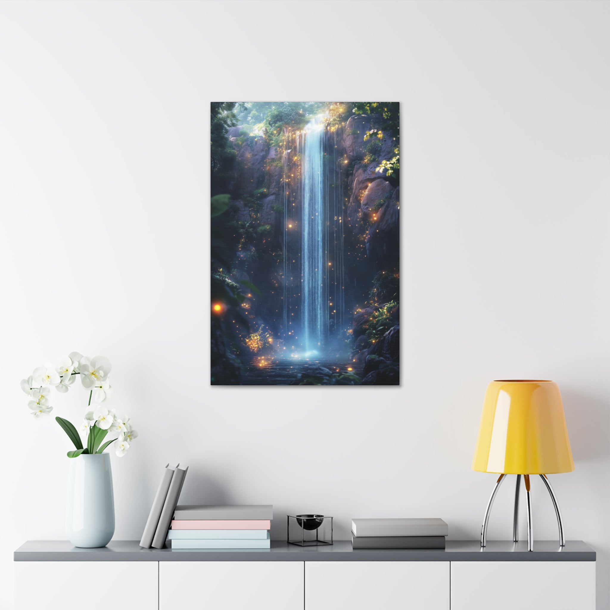 Enchanted Waterfall Oasis Canvas Wall Art - SynthFrame