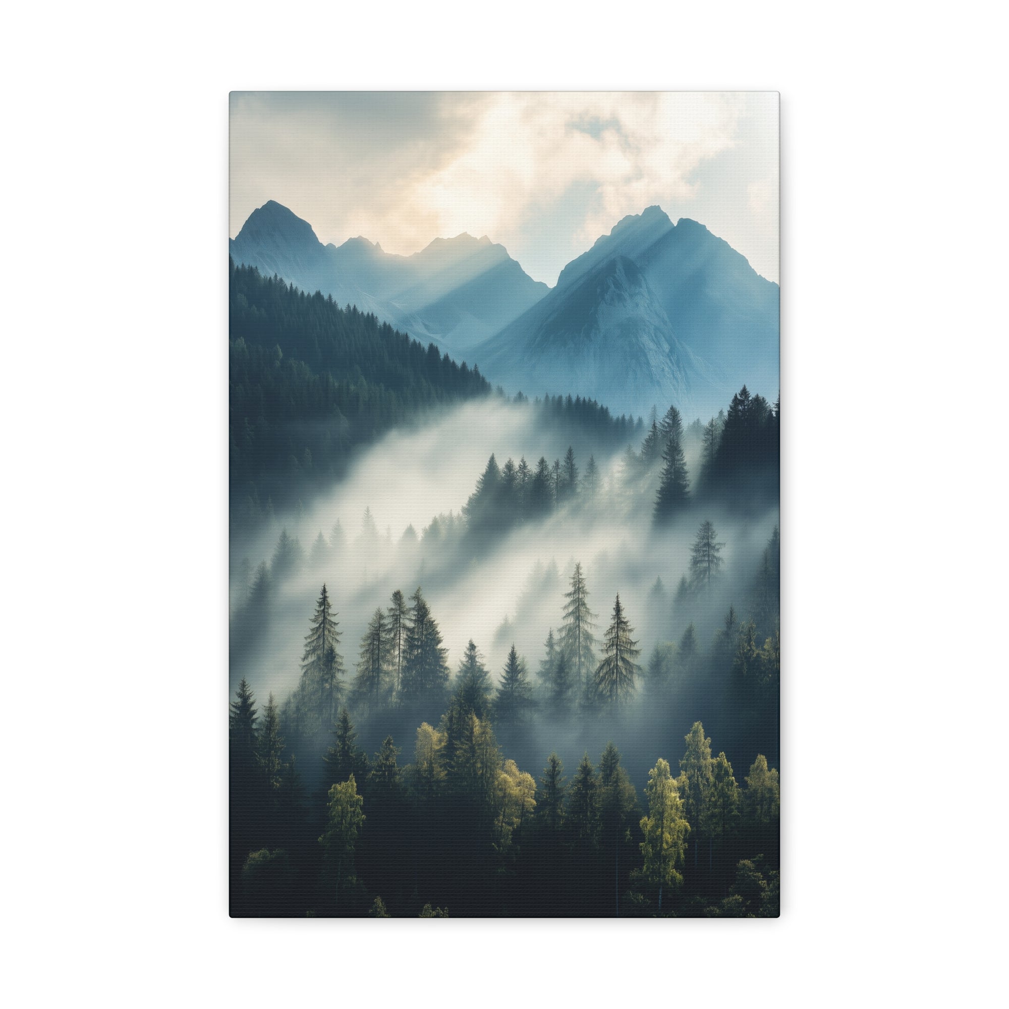 Misty Mountain Dreamscape Canvas Wall Art - SynthFrame