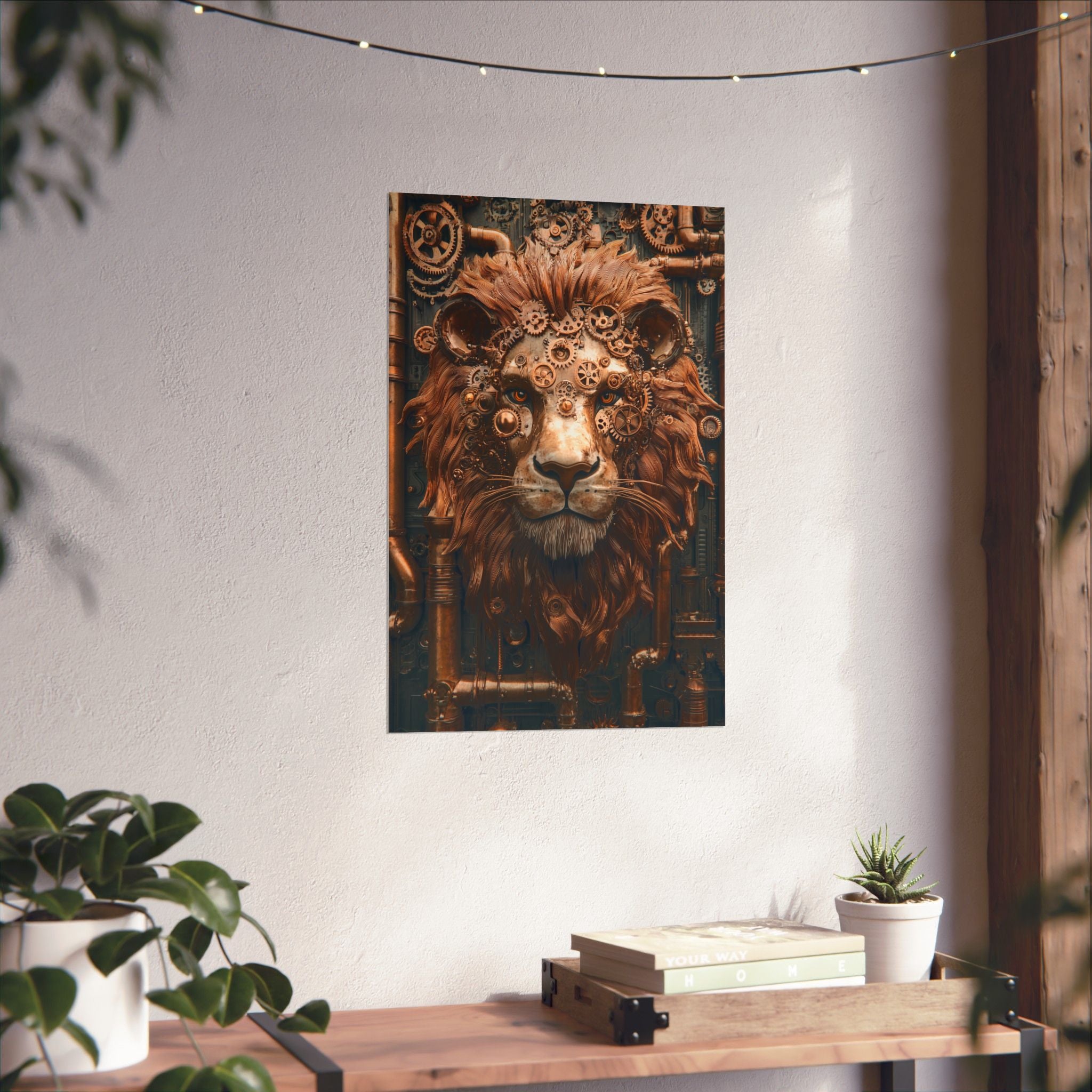 Steampunk Lion: Mechanical Marvel Poster