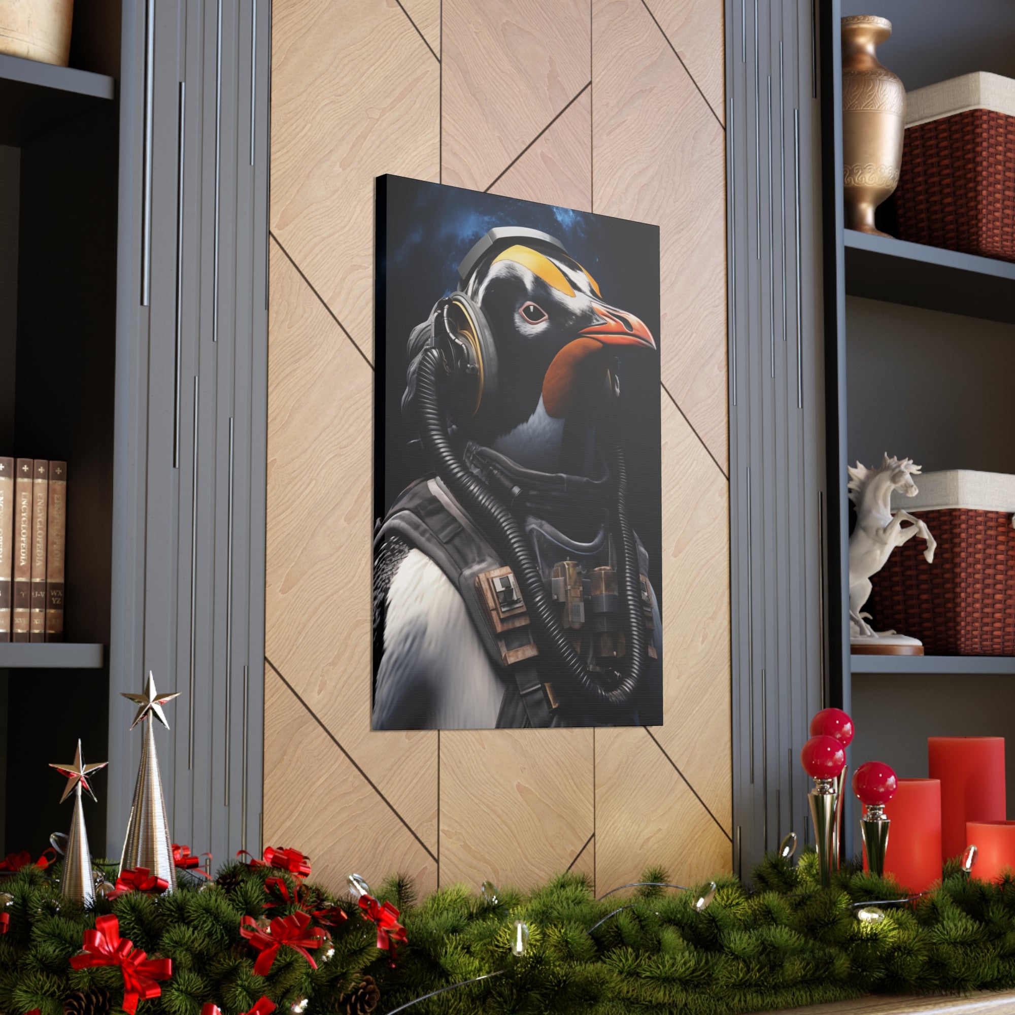 AstroPenguin 2 Canvas Wall Art - SynthFrame