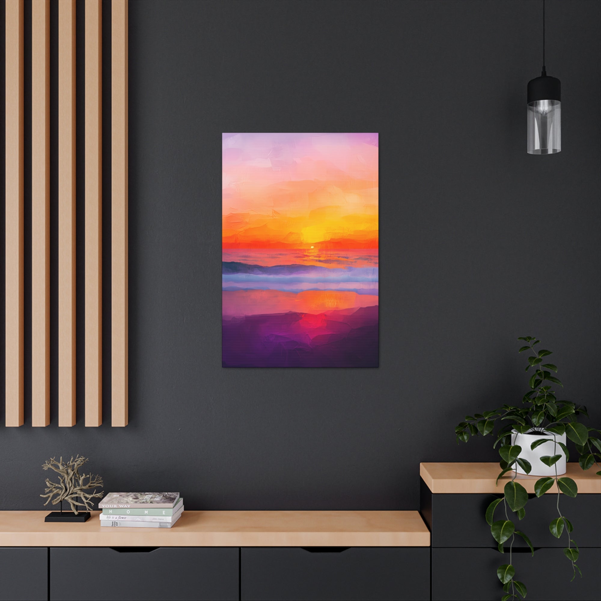 Abstract Coastal Sunset Canvas Wall Art - SynthFrame