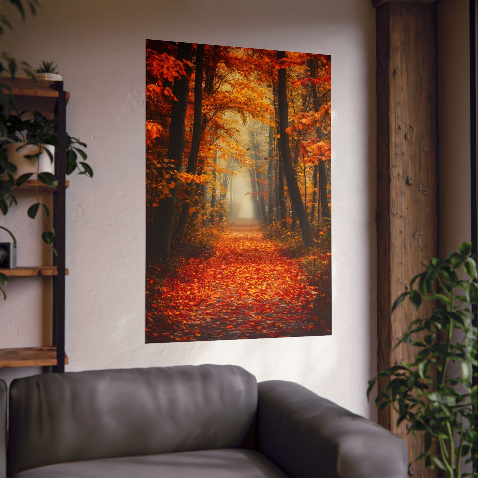 Autumn Forest Path Poster Wall Art - SynthFrame