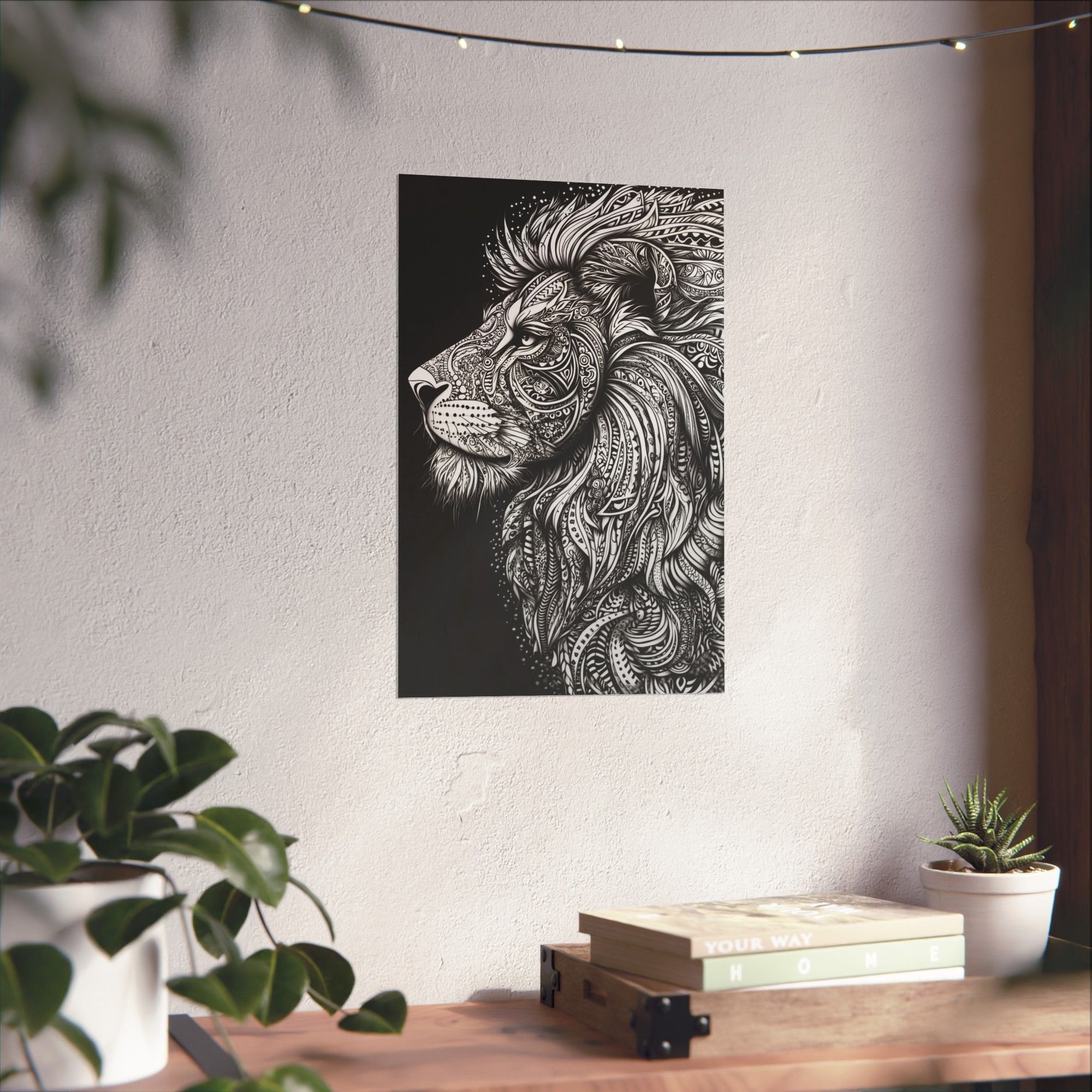 Zentangle Lion Poster