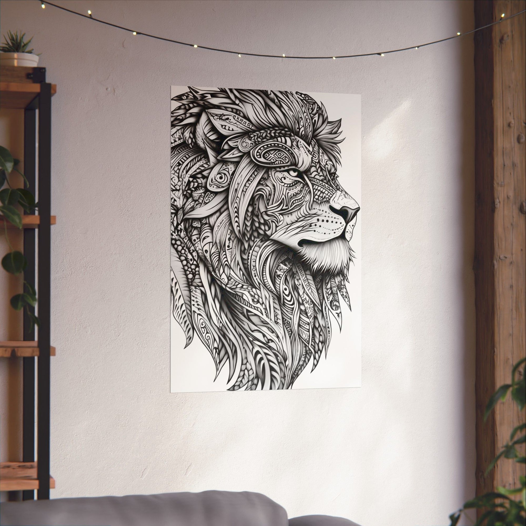 Zentangle Lion Poster