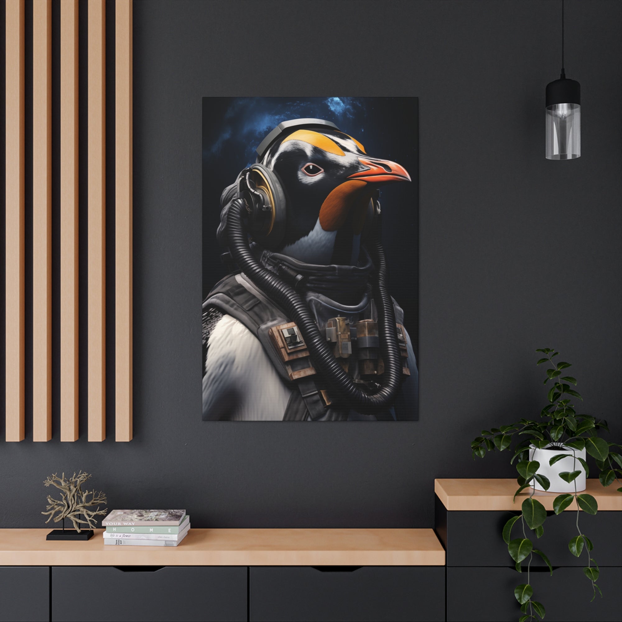 AstroPenguin 2 Canvas Wall Art - SynthFrame