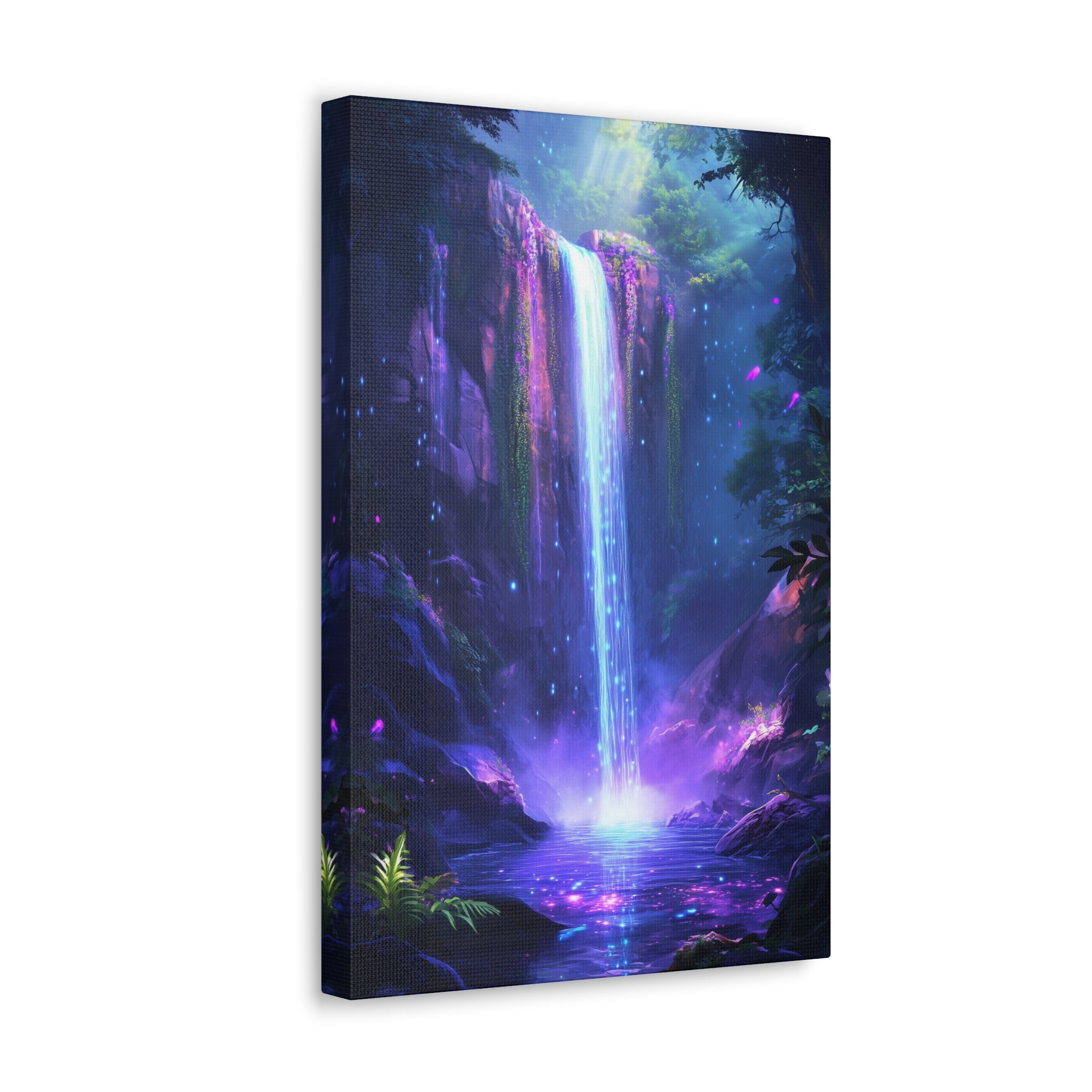 Enchanted Waterfall Oasis Canvas Wall Art - SynthFrame