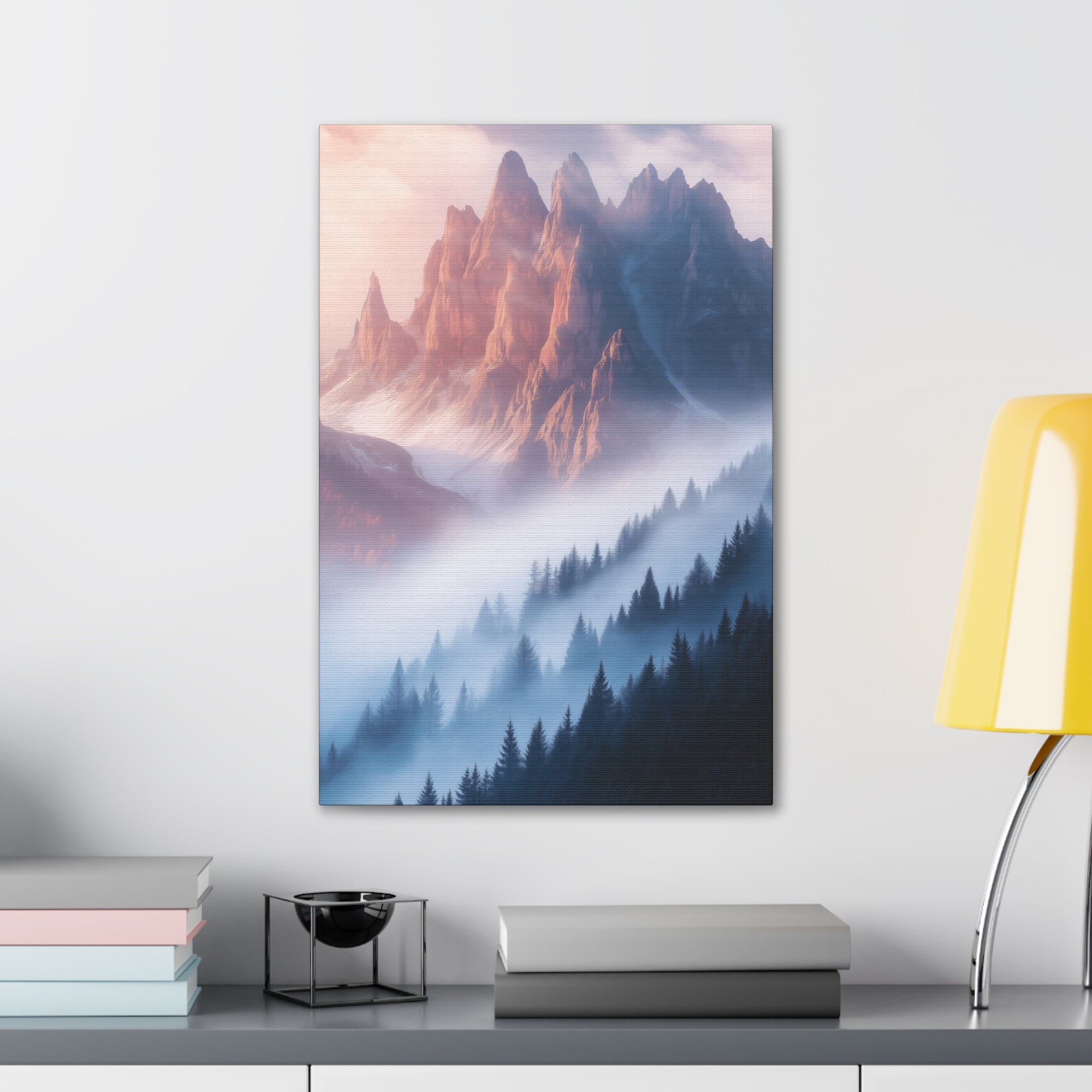 Misty Mountain Dreamscape Canvas Wall Art - SynthFrame