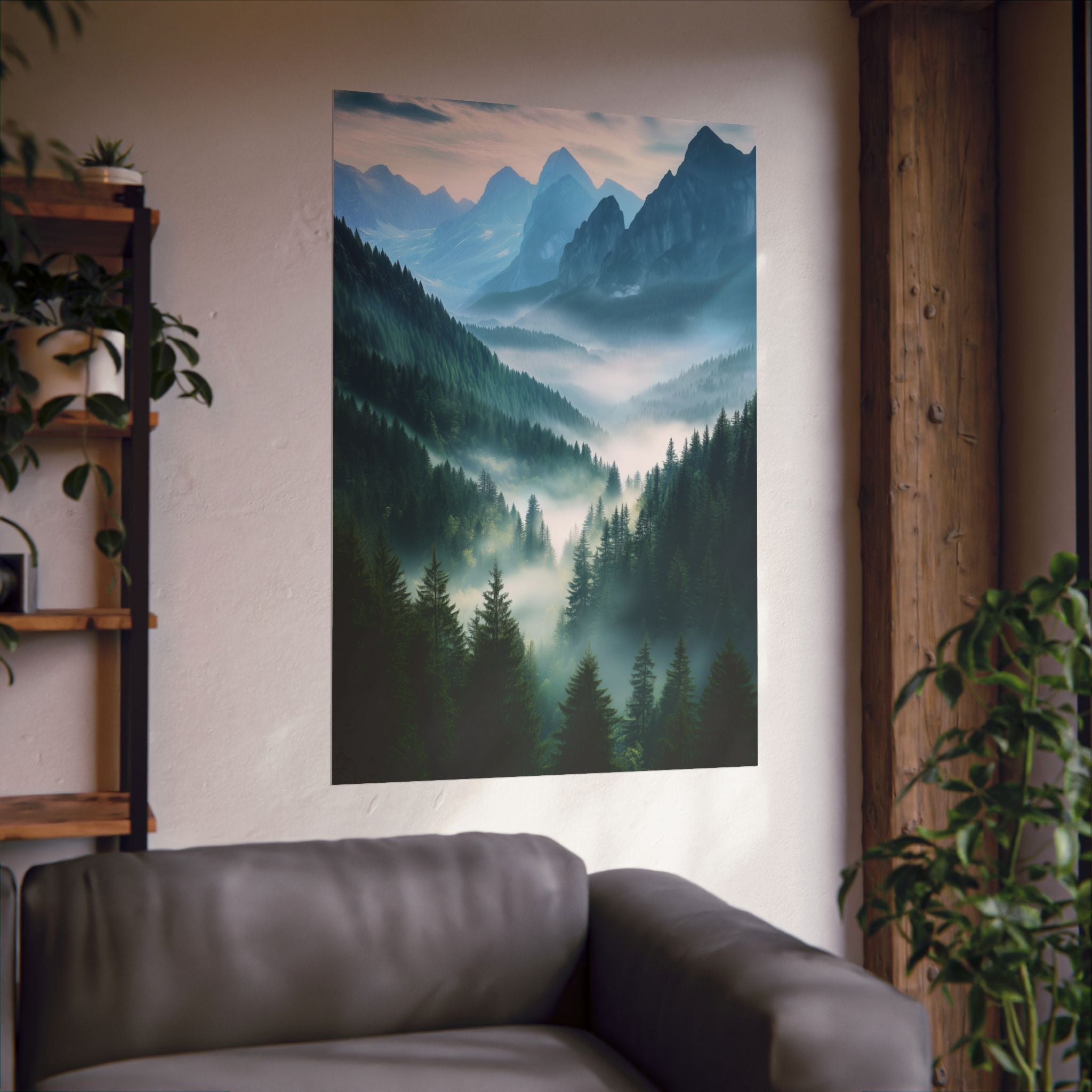 Misty Mountain Dreamscape Poster Wall Art - SynthFrame