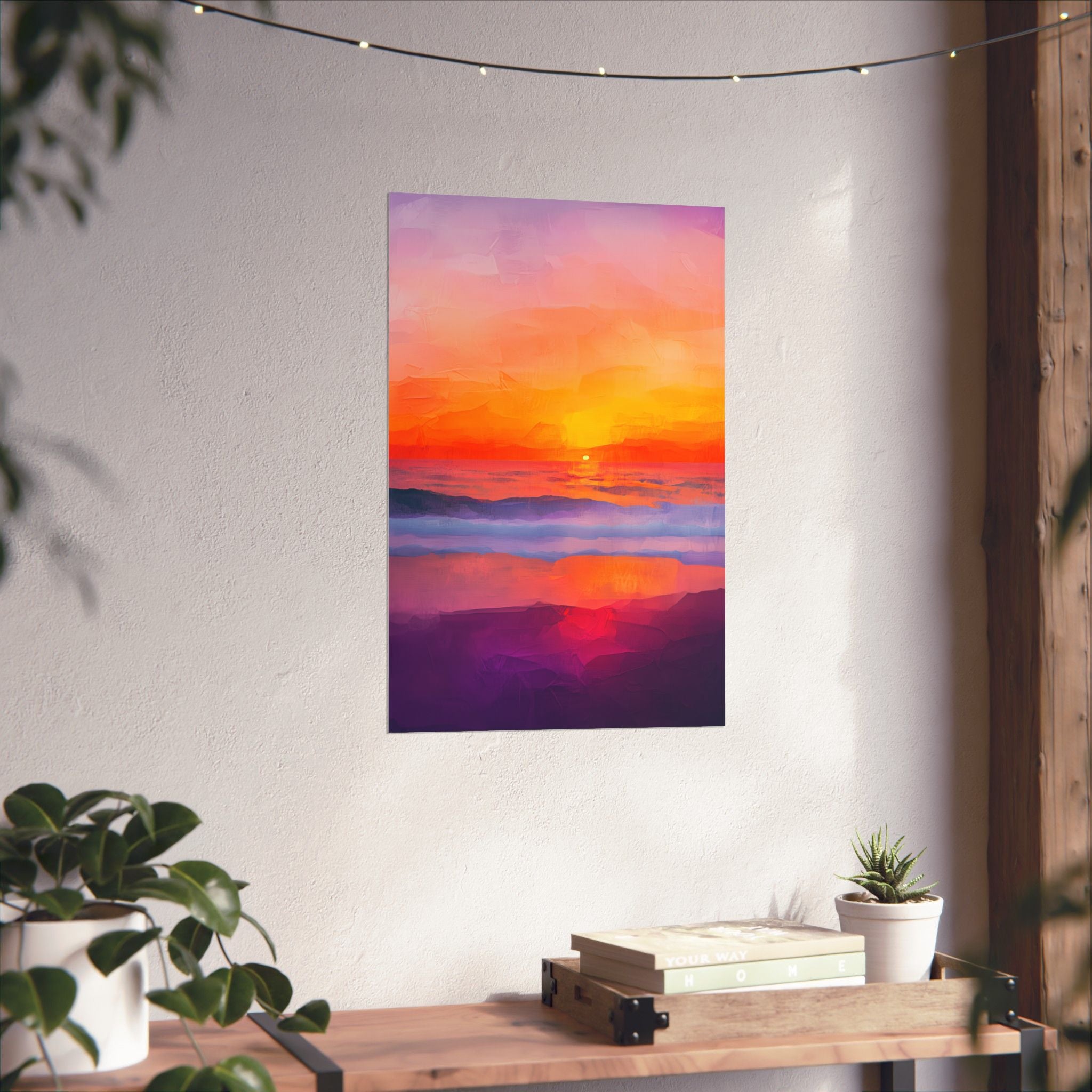 Abstract Coastal Sunset Poster Wall Art - SynthFrame