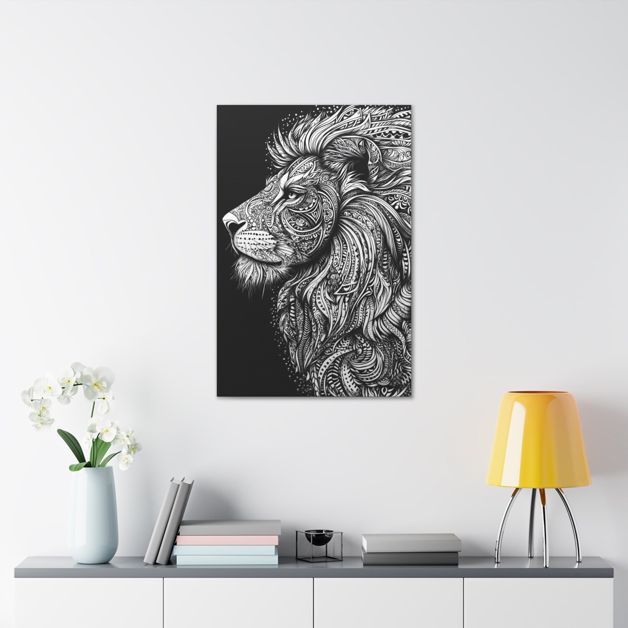 Zentangle Lion Canvas Wall Art - SynthFrame