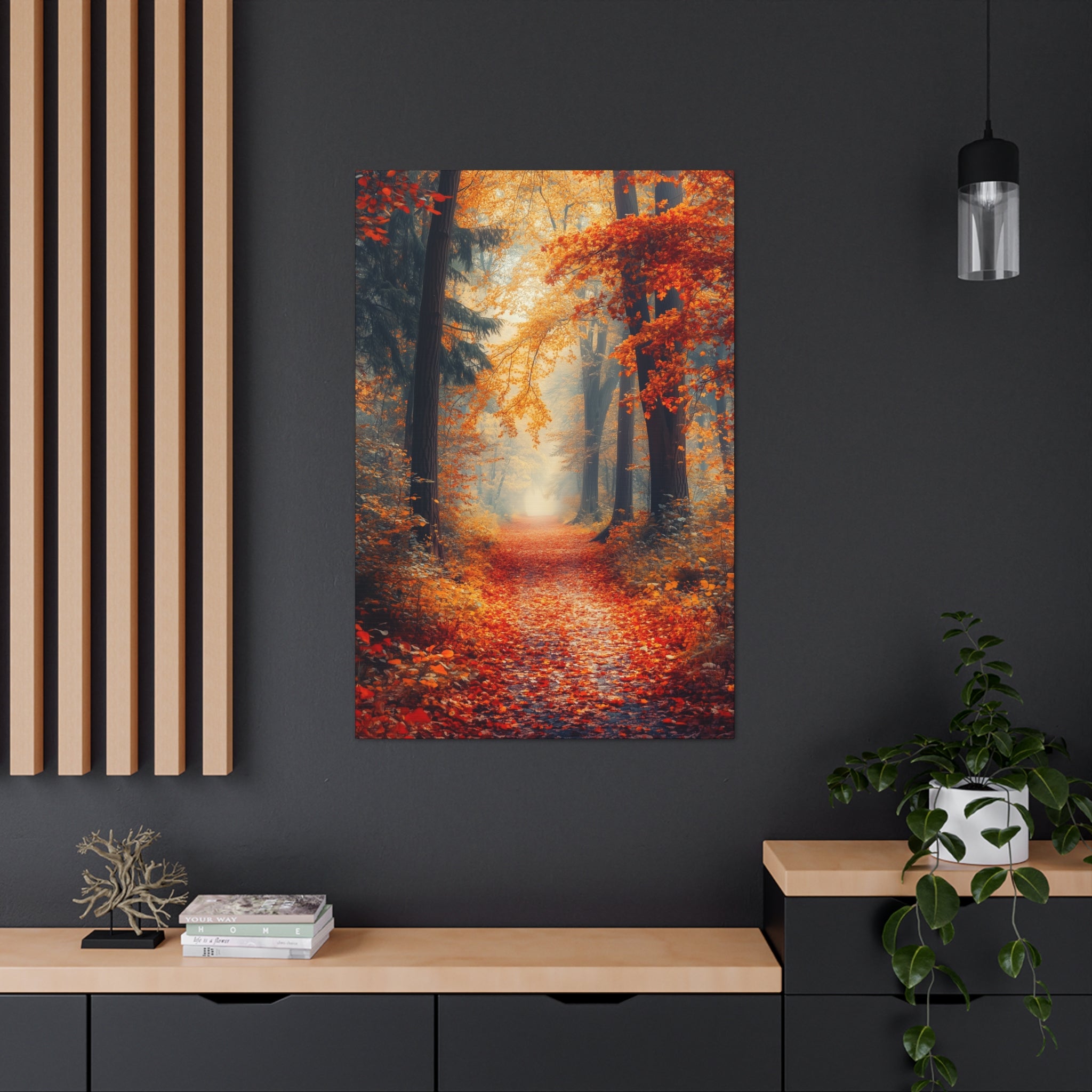 Autumn Forest Path Canvas Wall Art - SynthFrame