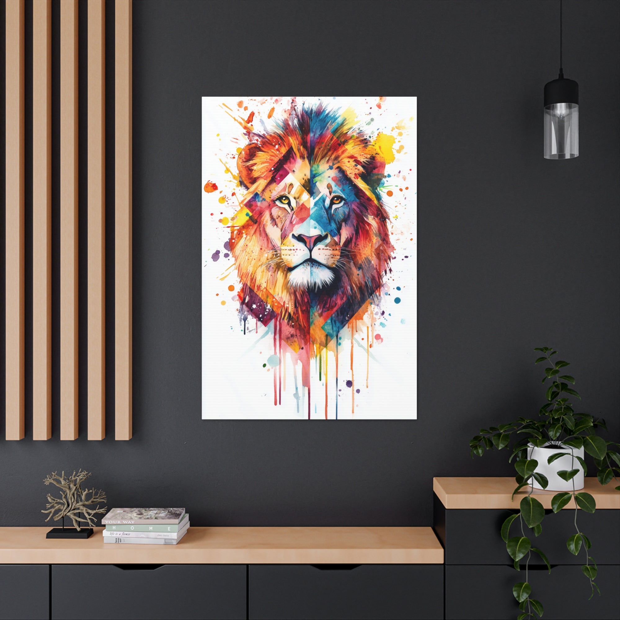 Watercolor Lion Canvas Wall Art - SynthFrame