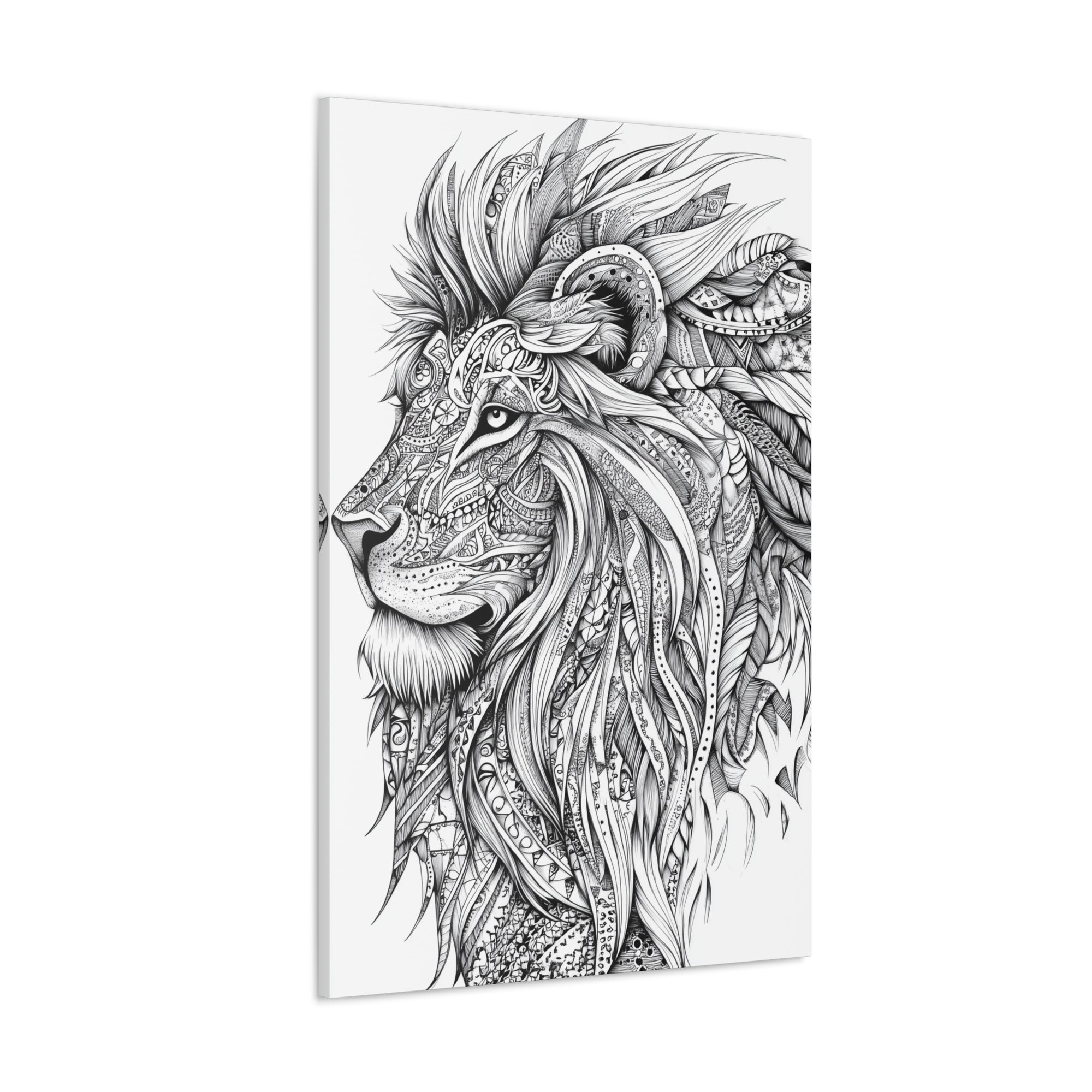 Zentangle Lion Canvas Wall Art - SynthFrame