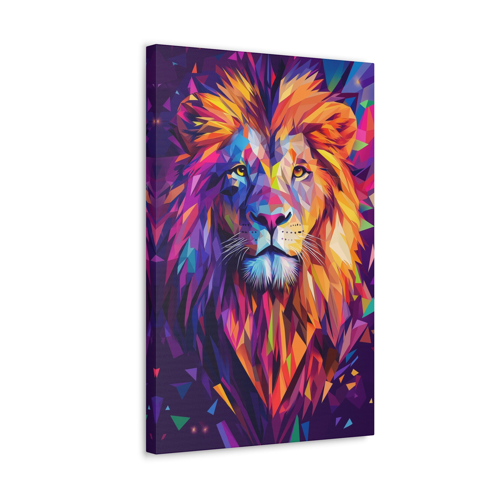 Crystalline Lion Canvas Wall Art - SynthFrame